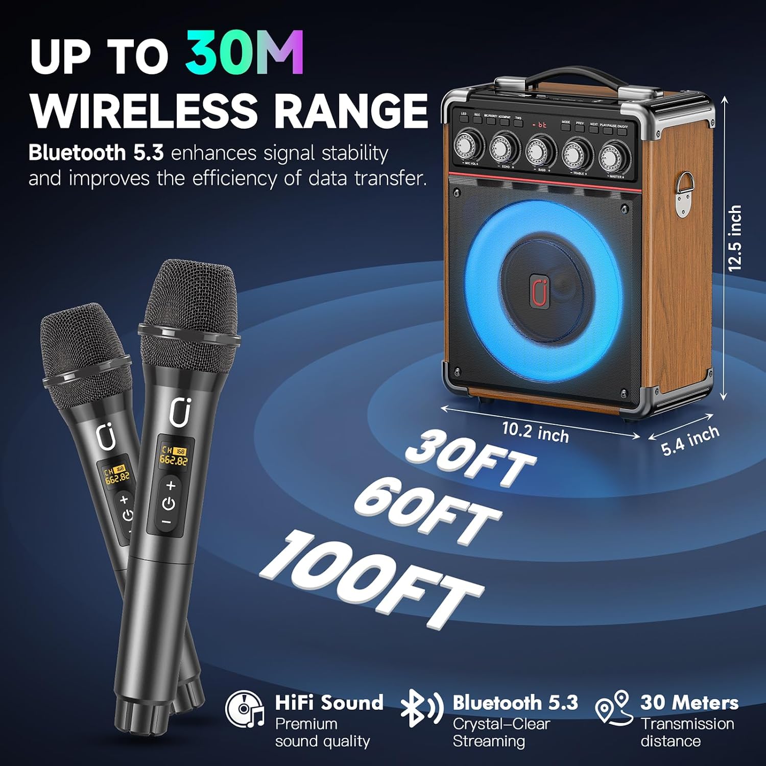 Thumbnail 6 de TX05 Karaoke Machine for Adults with 2 Wireless Microphones – Portable 100W Bluetooth PA System