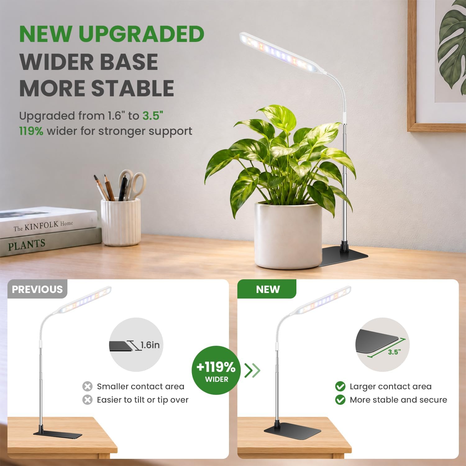 Detalle de Wolezek ZY-M10A Indoor Grow Lights, 52 LEDs, Timer, Adjustable Gooseneck, 3-Pack