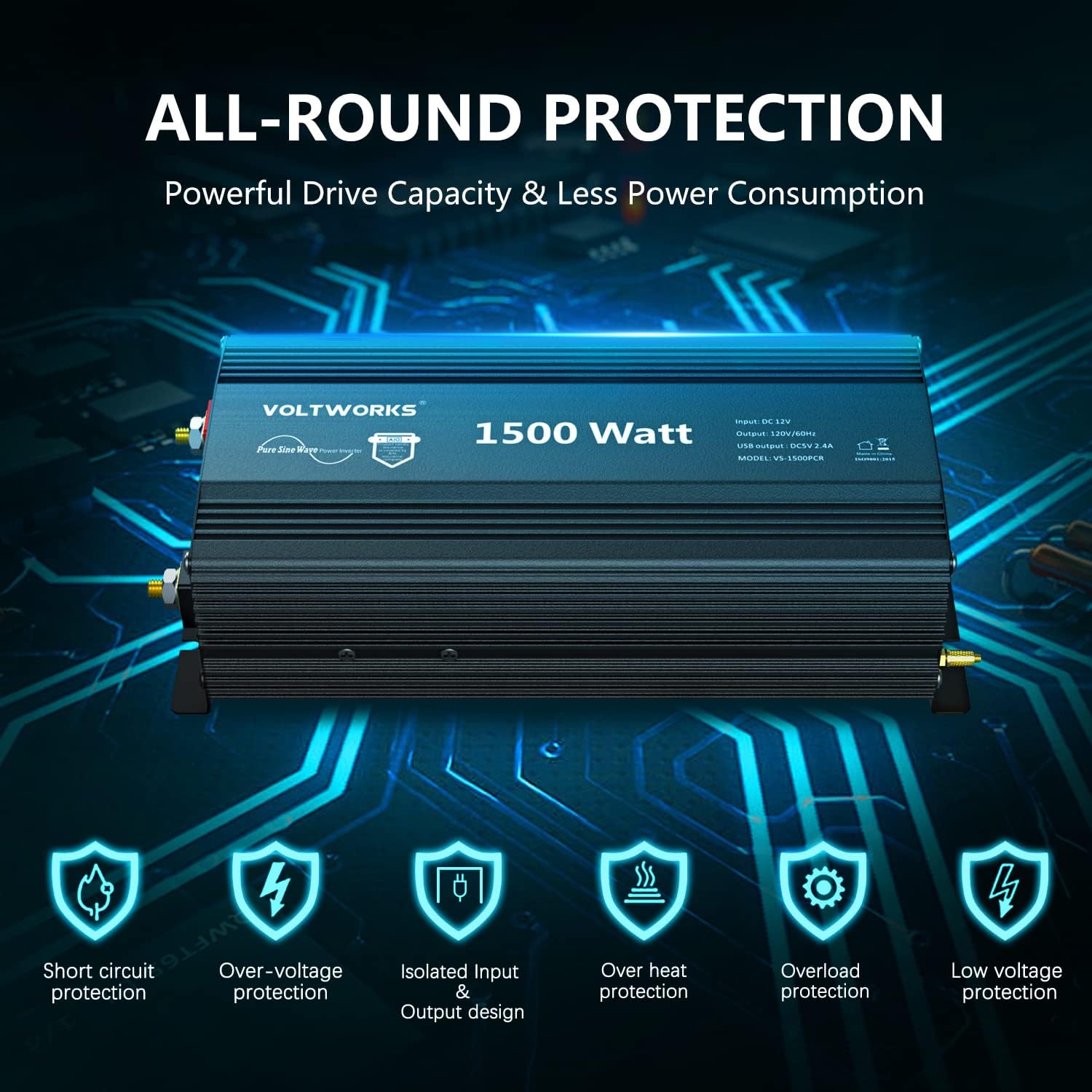 Thumbnail 4 de VOLTWORKS Power Inverter 1500W Pure Sine Wave 📺
