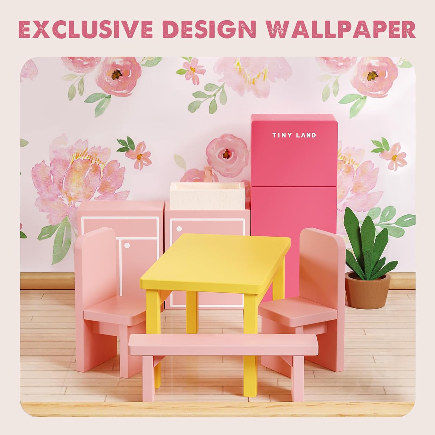 Detalle de Tiny Land Wooden Dollhouse 6 Rooms đźŹ