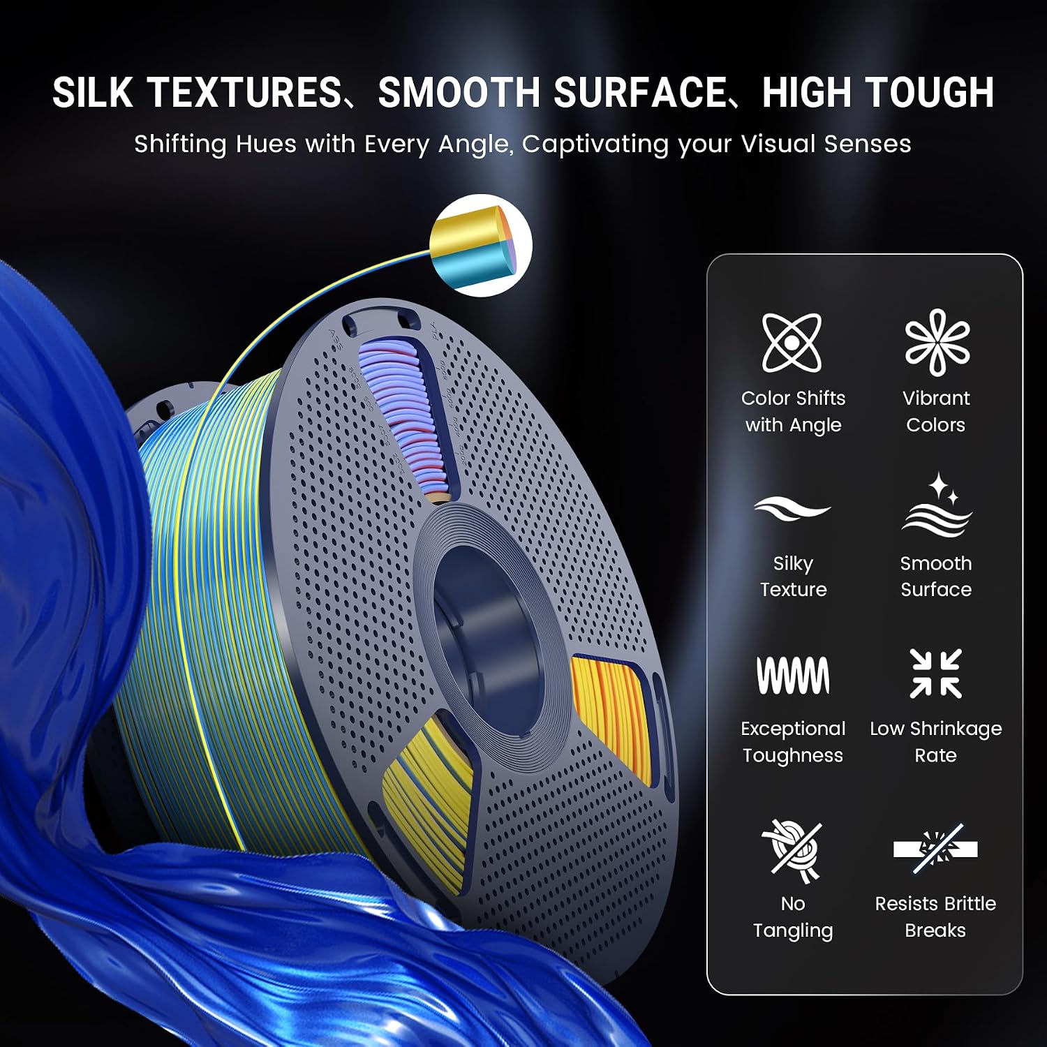 Detalle 1 de SUNLU PLA+ Silk 4KG filament bundle