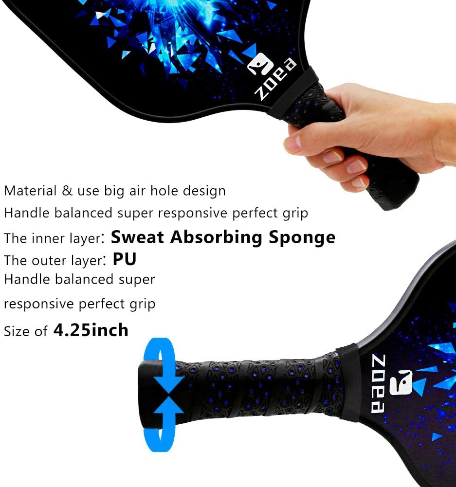 Detalle de ZOEA Pickleball Paddle (Graphite) with carbon fibre surface and polymer honeycomb core