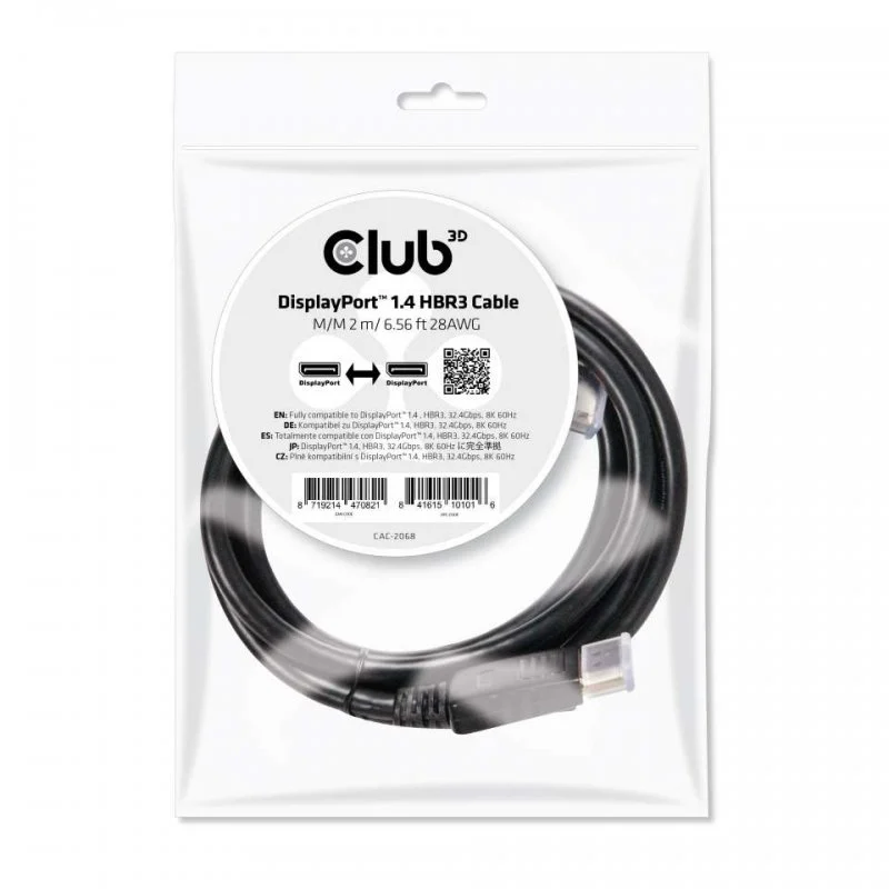 Thumbnail 2 de Club 3D Cable DisplayPort 1.4 HBR3 2m Negro 📡