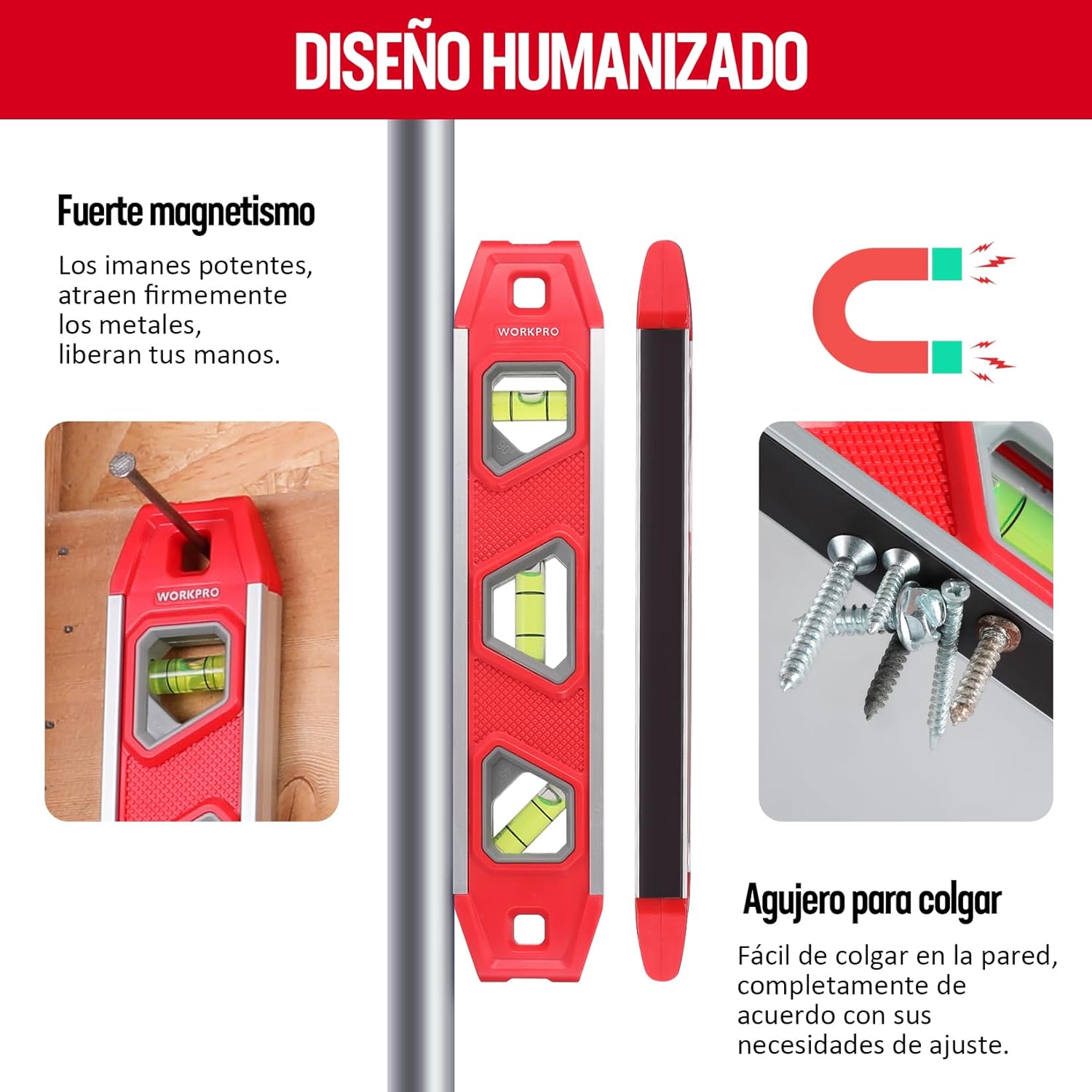 Thumbnail 4 de WORKPRO Nivel de Burbuja Magnético 23 cm