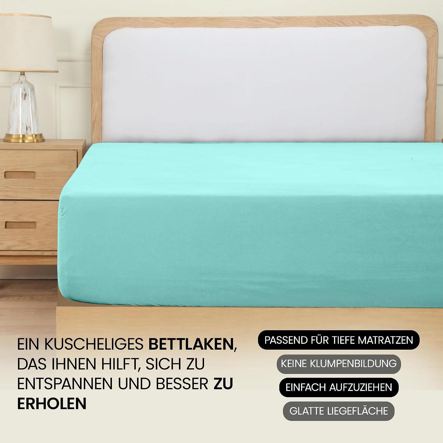 Detalle 2 de Utopia Bedding Spannbettlaken 90x190 cm, Spa Blau – gebürstete Polyester-Mikrofaser mit 35 cm Tiefe