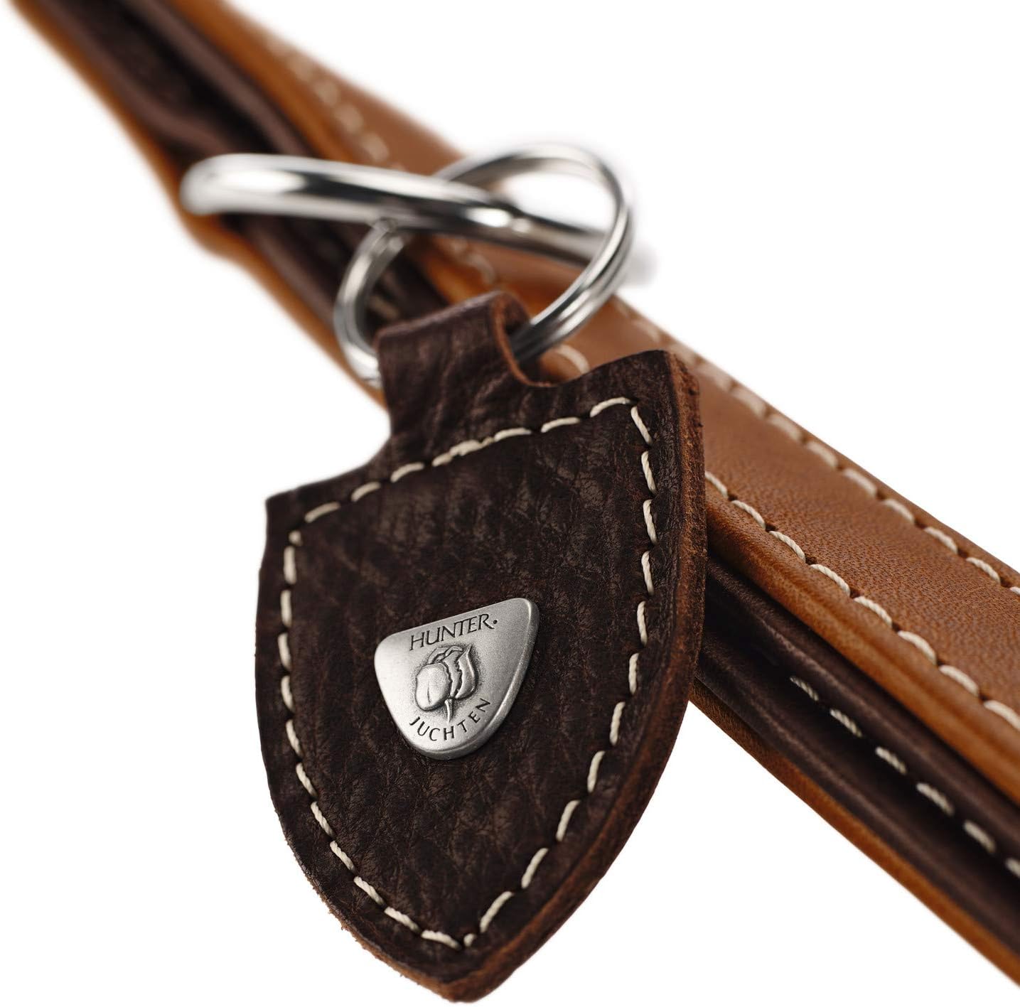 Detalle 2 de HUNTER TARA Verstellbare Hunderführleine aus Leder – rustikal, wetterfest und robust (1,5 cm x 200 cm) in cognac/dunkelbraun