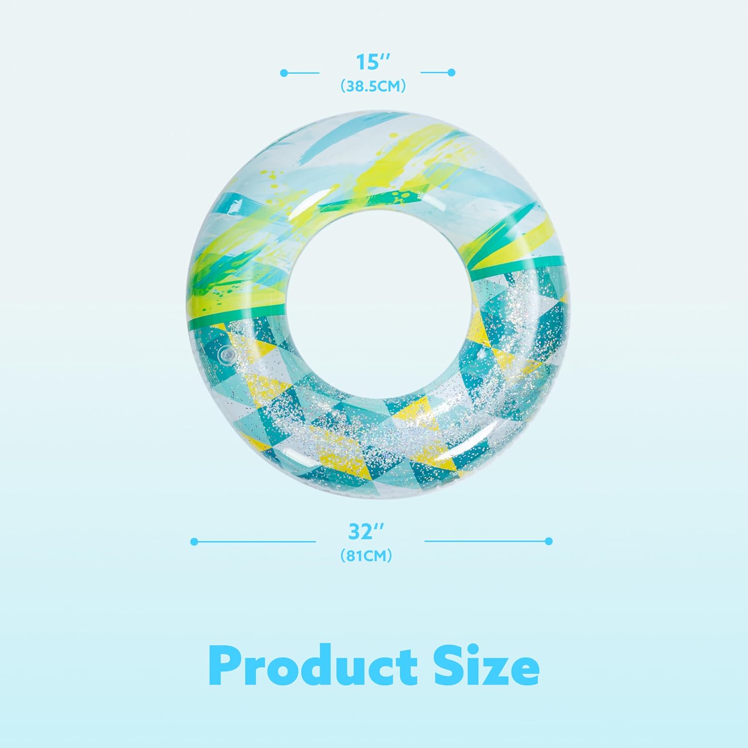 Detalle de JOYIN 82.5 cm Pool Inflatables Swimming Rings (3 Pack) – Glitter Pattern PVC Floats