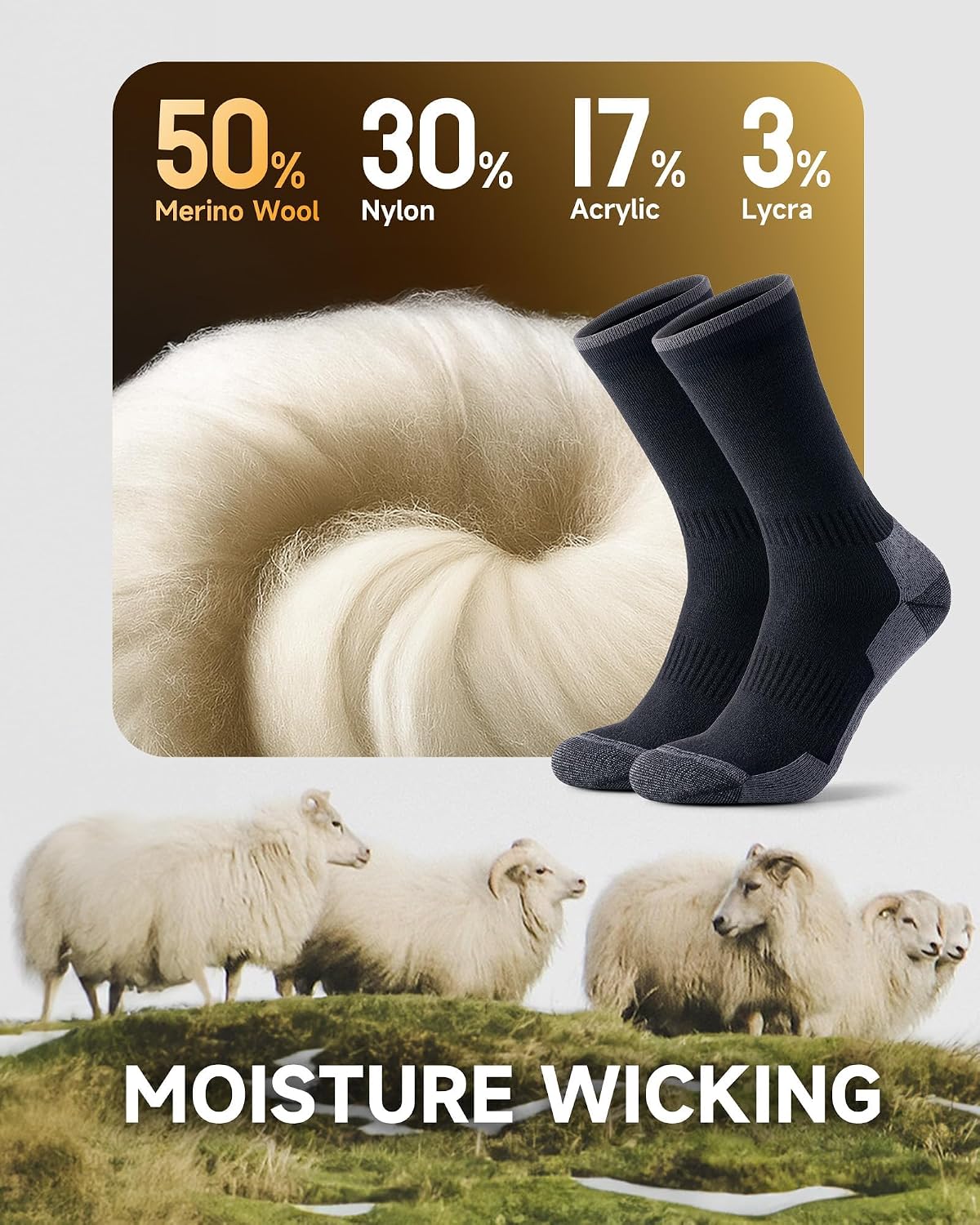Thumbnail 5 de RUIXUE Merino Wool Hiking Socks 3-Pack