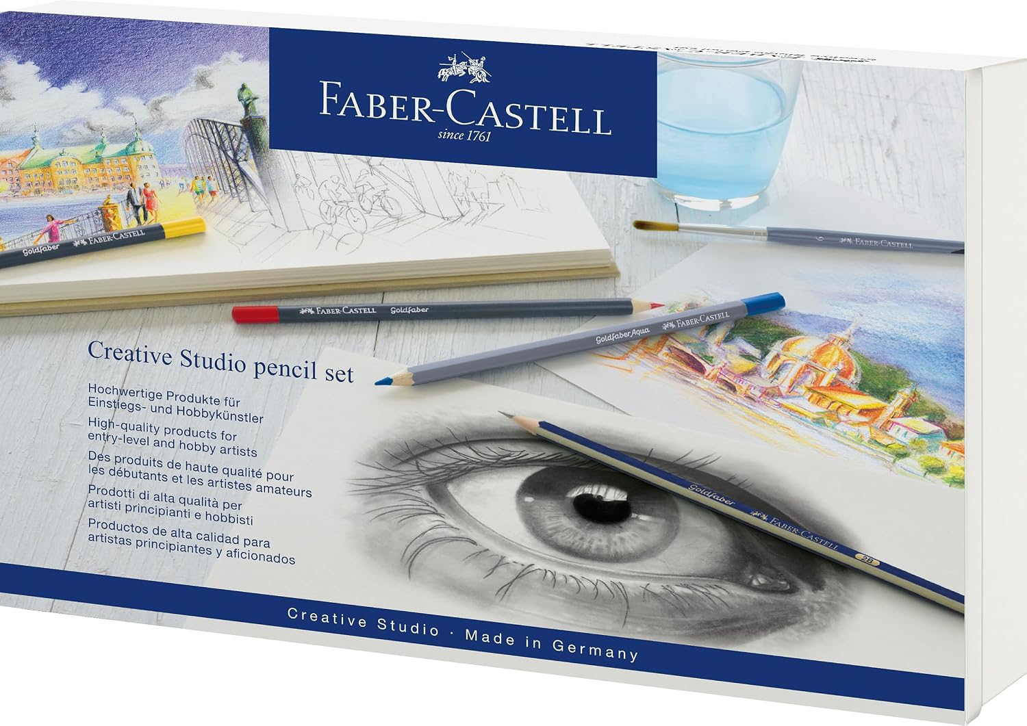Detalle 2 de FABER-CASTELL 114648 Aquarellstifte Goldfaber, 48-teiliges Bruchfestes Set im Metalletui