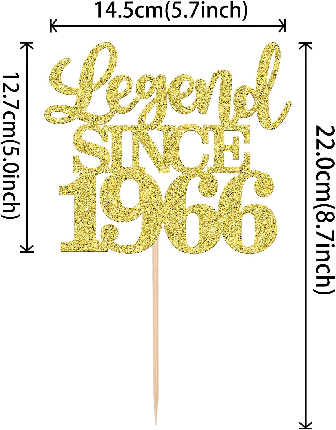 Thumbnail 1 de SYKYCTCY 60th Birthday Glitter Cake Topper – Legend Since 1966 Gold
