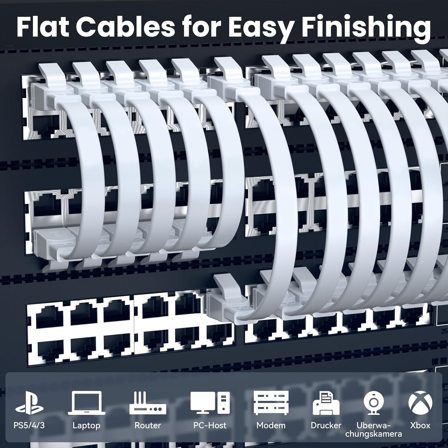 Thumbnail 6 de BAHIWOM Cat8 Ethernet Cable 0.25m (10 Pack) in flat white design