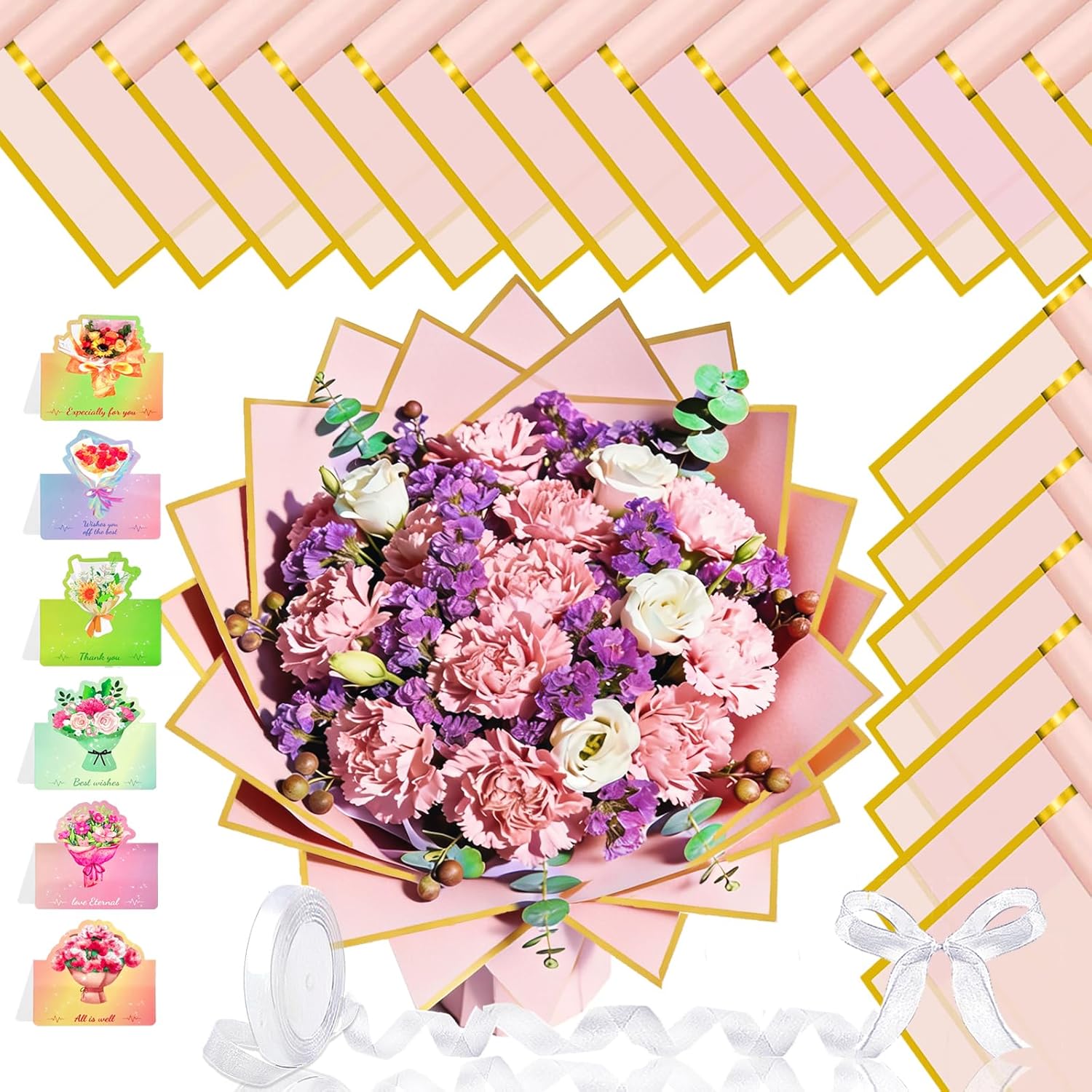 Xilanhhaa 60 Sheets Flower Wrapping Paper