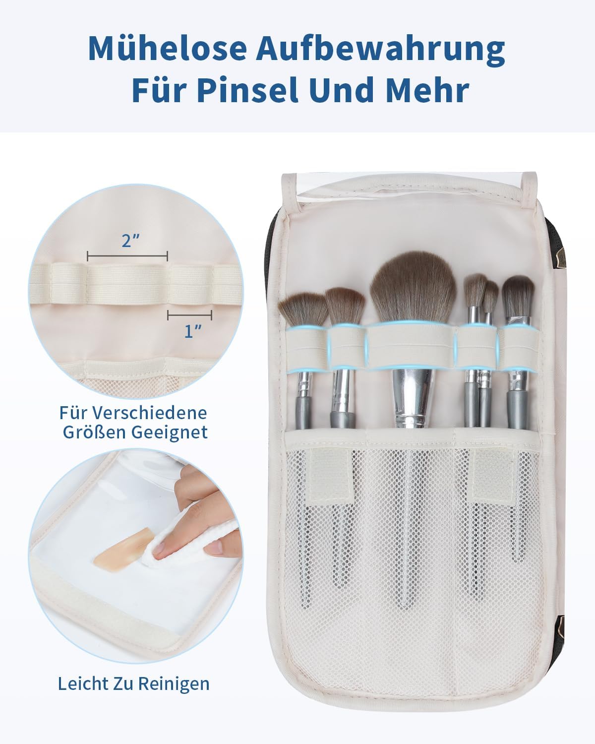 Thumbnail 3 de WANDF Reise-Kulturbeutel für Damen – große, weit geöffnete Kulturtasche (Schwarz) mit Tragegriff