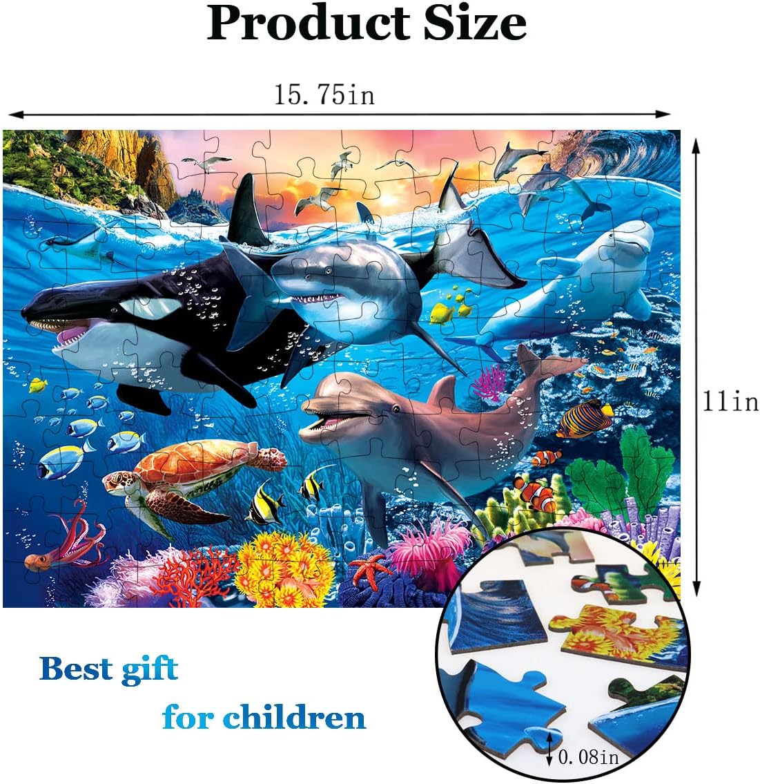 Detalle de Underwater World 100-Piece Kids Puzzle for Ages 4-8 🧩