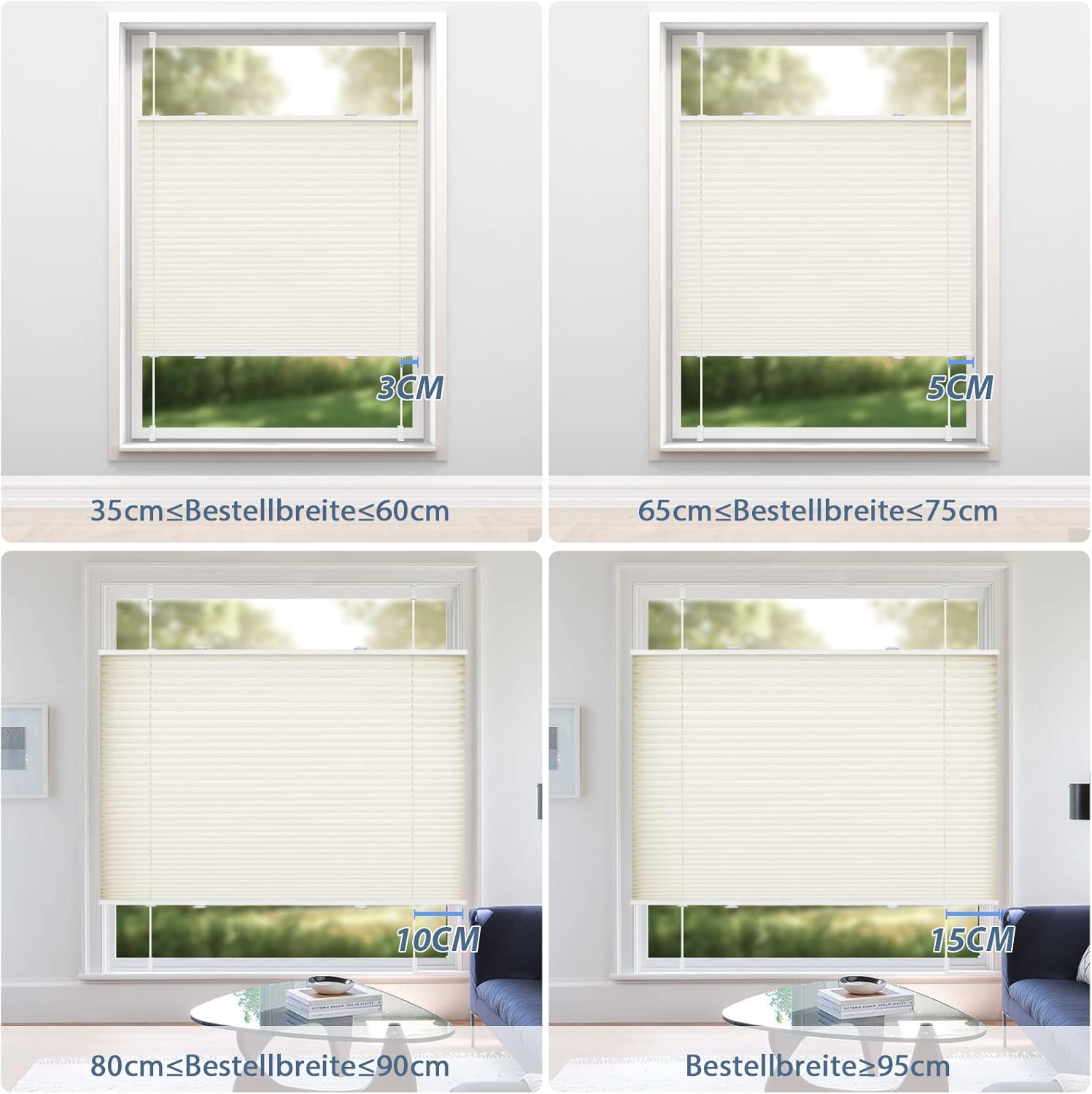 Thumbnail 5 de Plissee ohne Bohren Weiß 55 x 220 cm – Klemmfix, Blickdicht & lichtdurchlässig