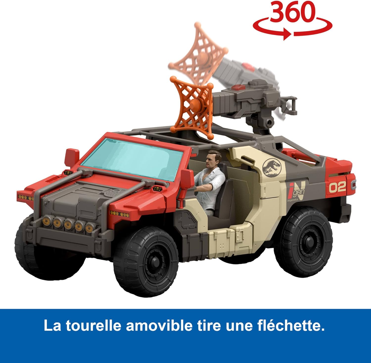 Thumbnail 3 de Mattel Jurassic World Renaissance Coffret Véhicule Combat avec 1 figurine Martin Krebs et 1 vélociraptor