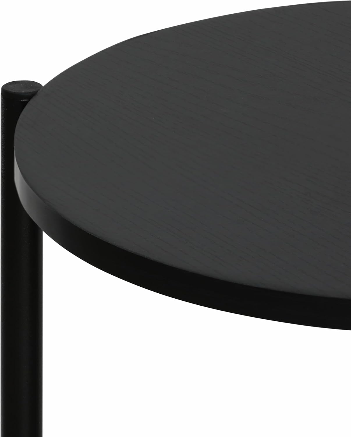 Detalle de Furinno BESI Tavolino da caffè rotondo a 2 livelli con vano contenitore e gambe in metallo – Americano scuro
