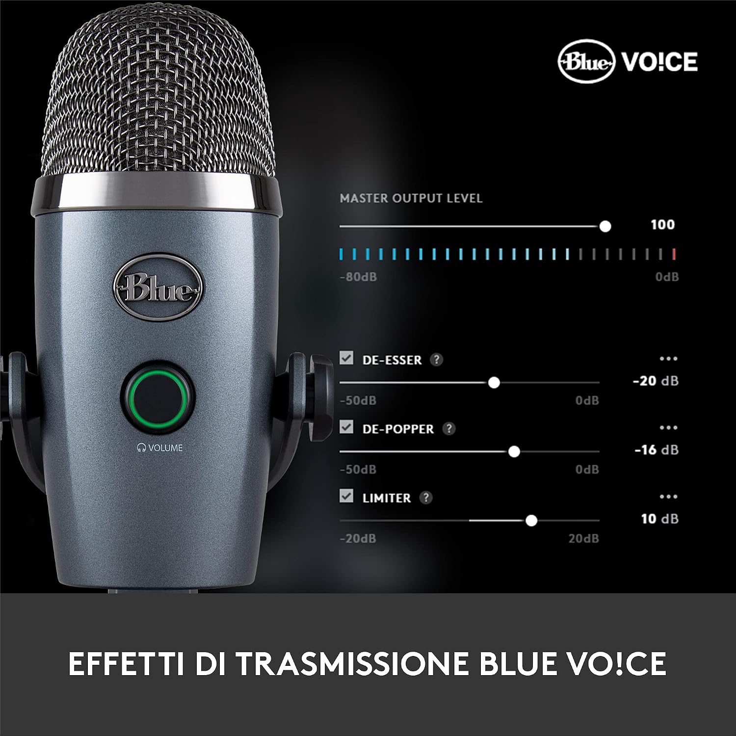 Detalle de Blue Yeti Nano: Microfono USB premium per registrazione, streaming e podcast