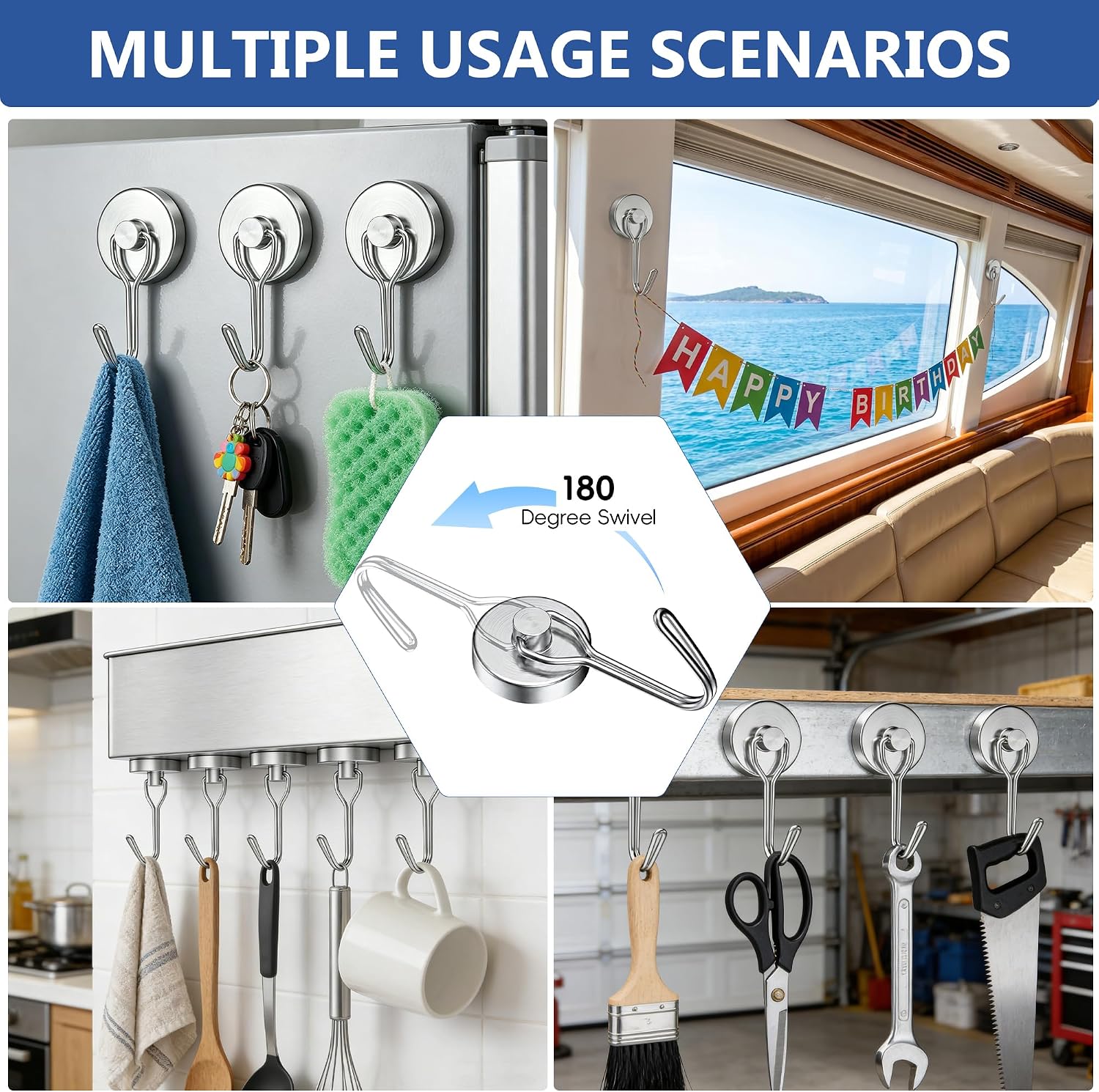 Detalle 2 de Tiergrade Magnetic Hooks, Mixed Sizes
