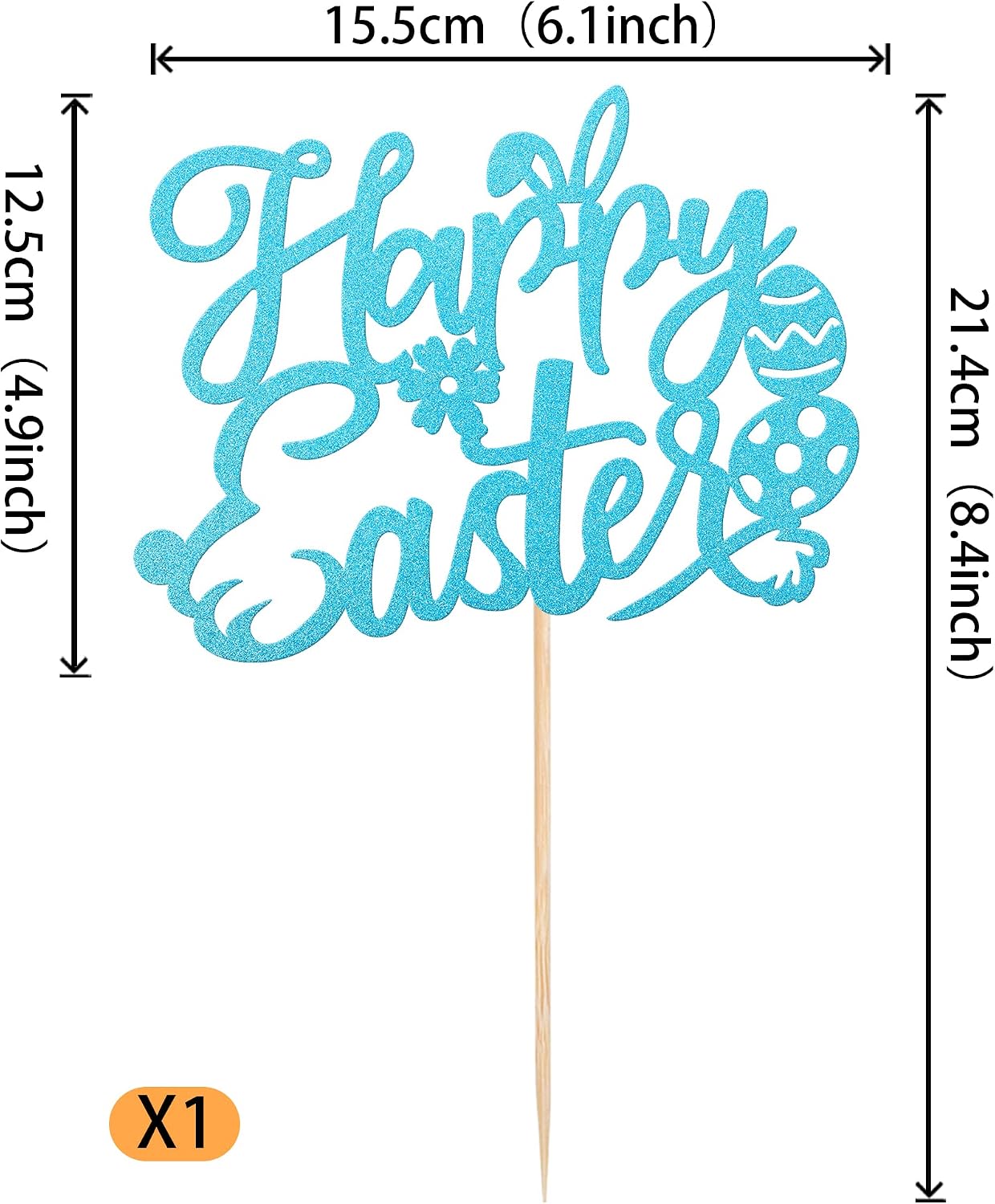 Detalle de Xsstarmi1 Pack Happy Easter Cake Topper – Glitter Rabbit Theme (Blue) for Spring & Baby Shower