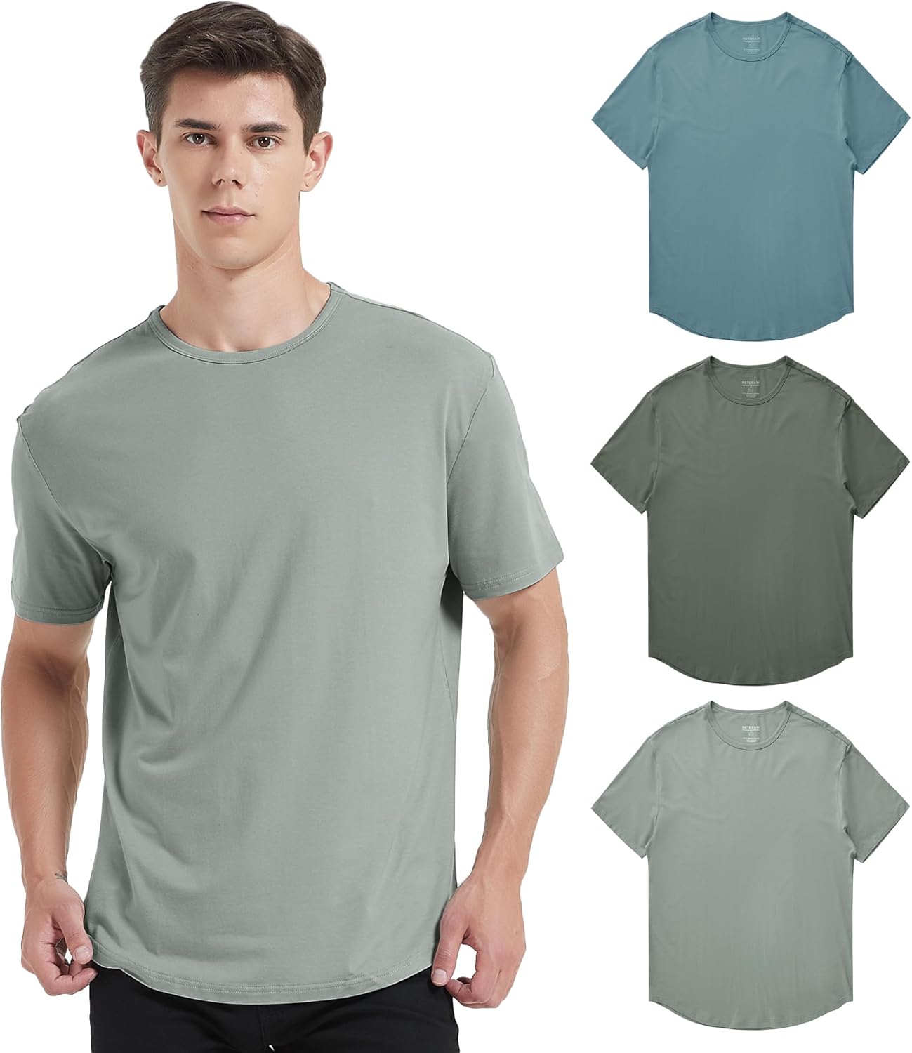 Thumbnail 6 de Netdraw Men's Ultra-Soft Bamboo Viscose T-Shirt with Curved Hem