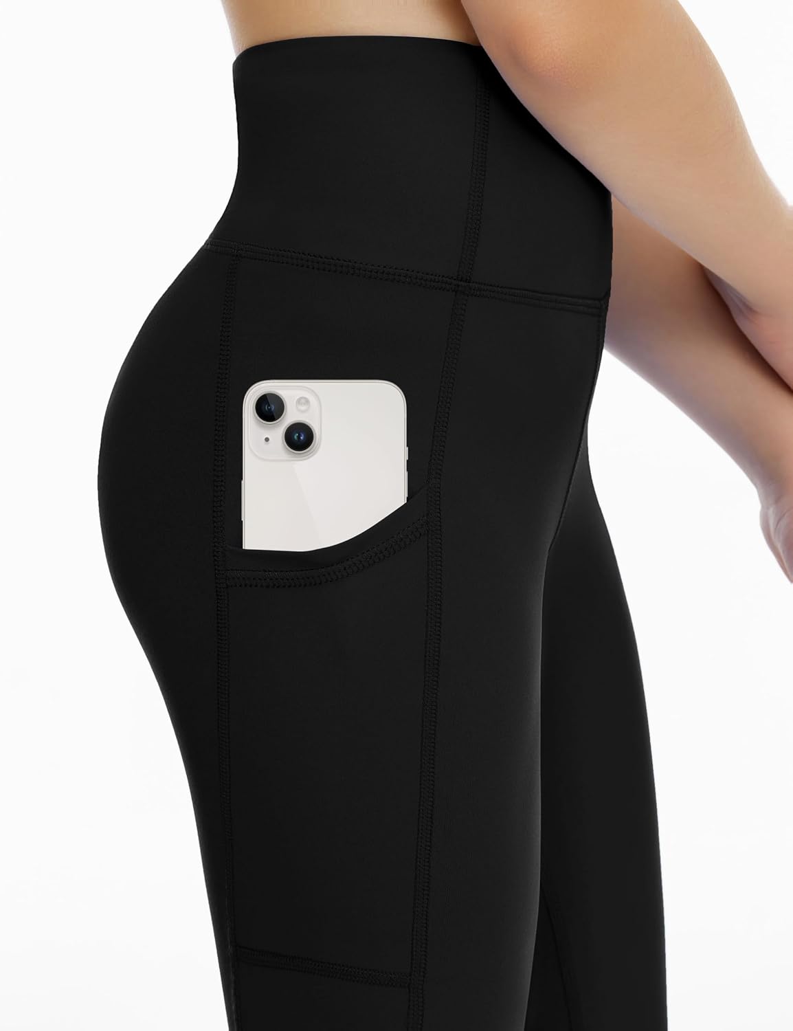Detalle de THE GYM PEOPLE Girls’ High-Waisted Training Leggings with Stretch Fabric and Pockets