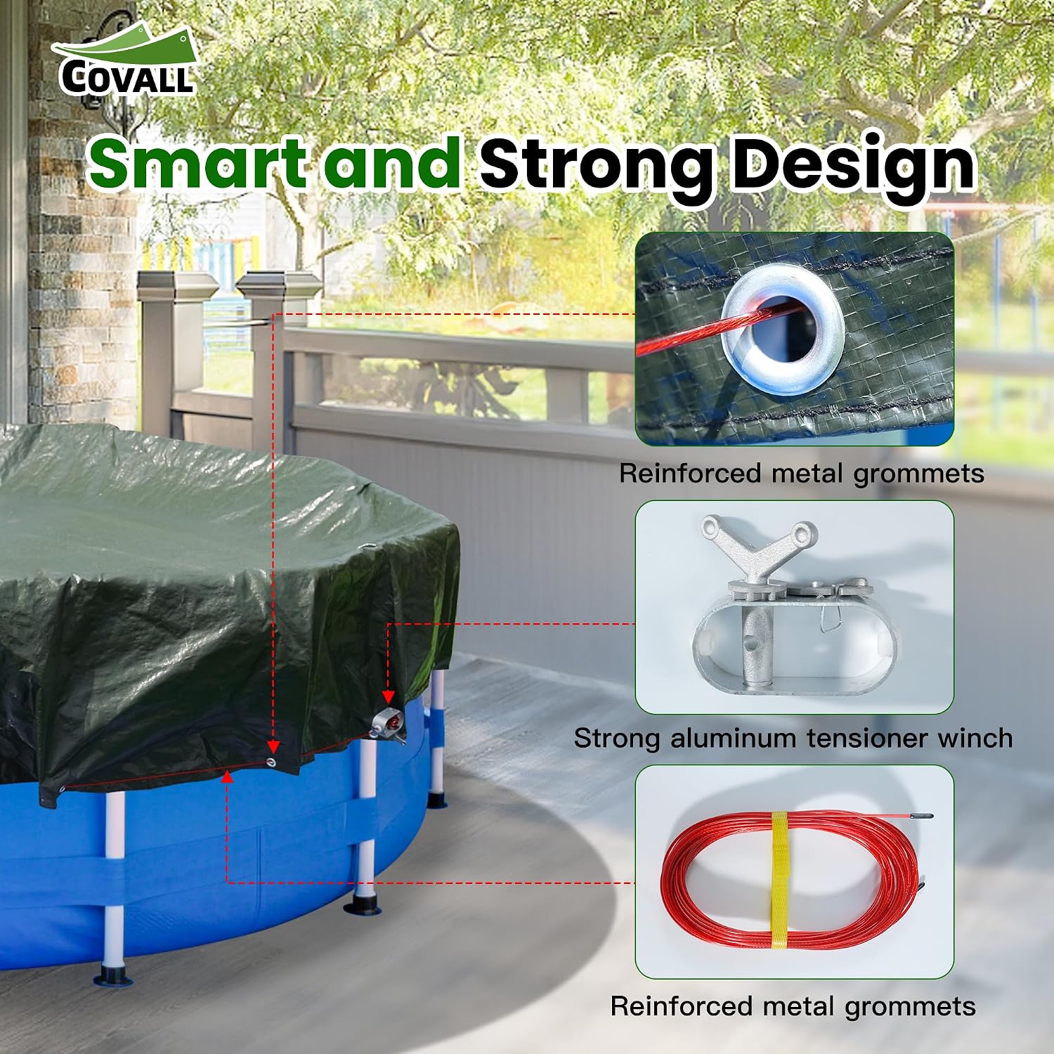 Detalle de COVALL Above-Ground Pool Cover 24 ft