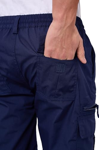 Thumbnail 7 de LABEL APPAREL Mens Cargo Combat Shorts in Navy, Regular Fit, 6XL