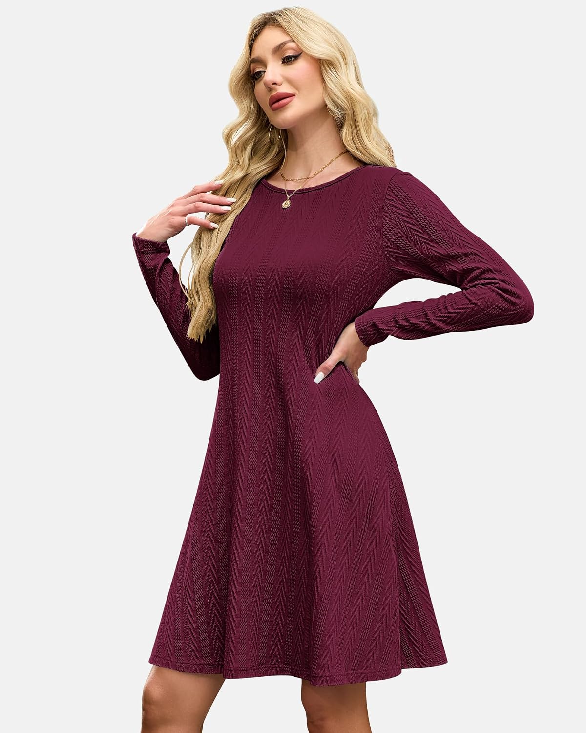 Detalle de AUSELILY Strickkleid Herbst Damen 95% Rayon