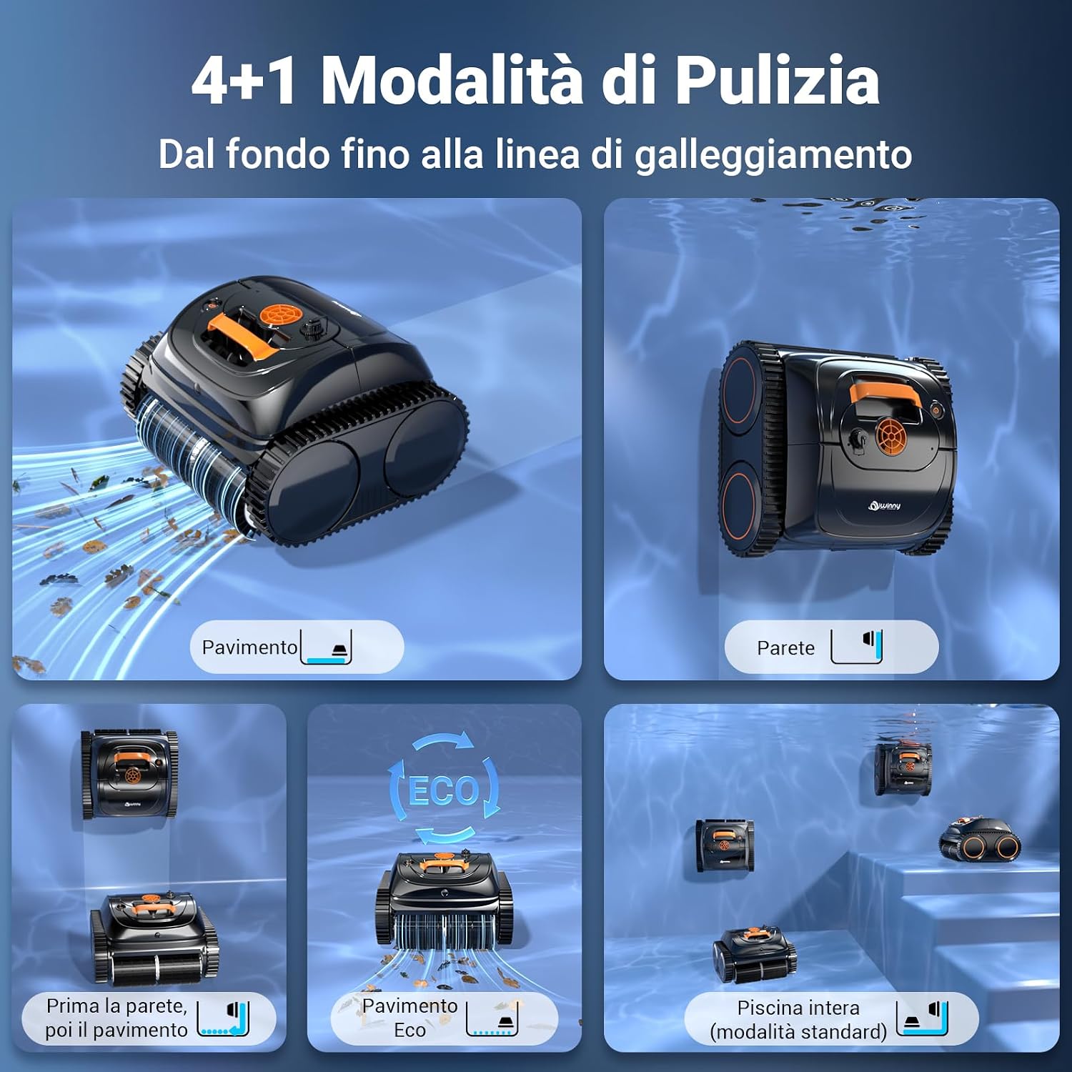 Thumbnail 6 de Winny C1 Robot Piscina: pulizia intelligente per piscine interrate e fuori terra fino a 150 m²