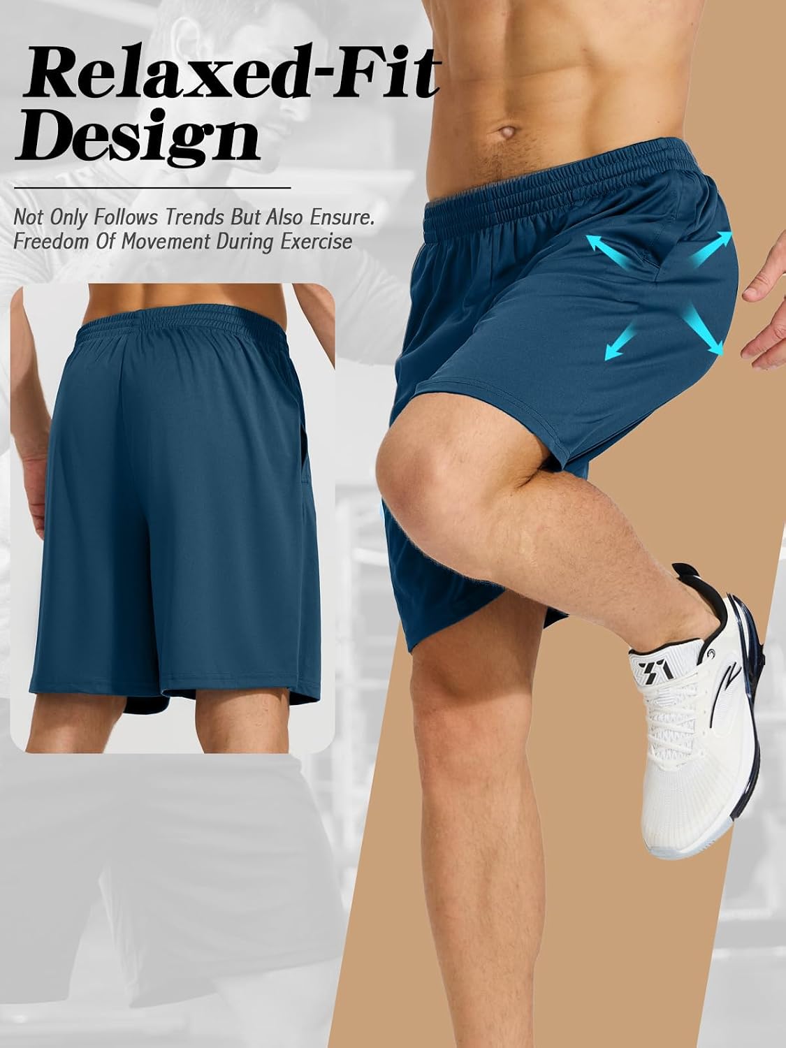 Detalle 2 de ZENGVEE 1/3 Pack Men's Sport Shorts 7-9in