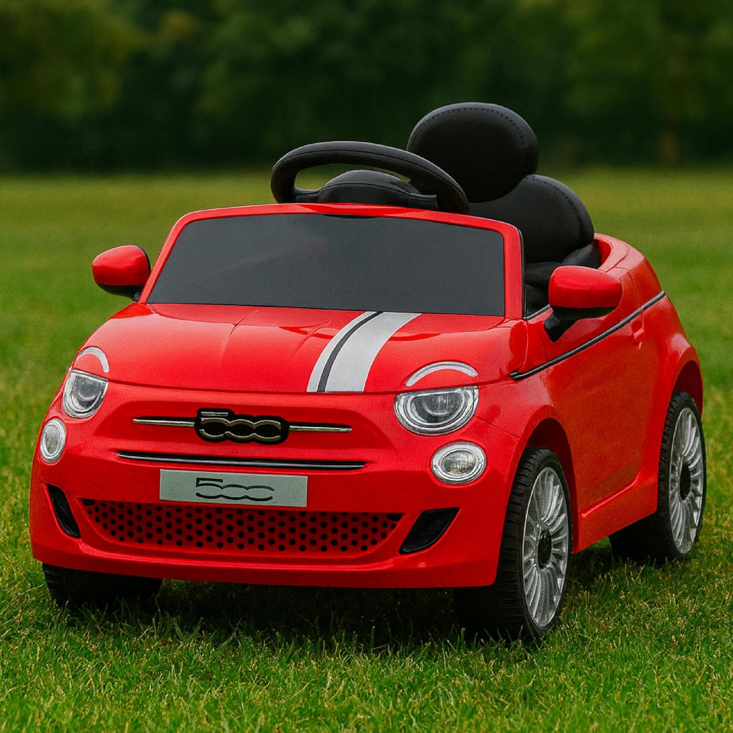 Thumbnail 1 de Baroni Toys Fiat 500 Voiture Électrique 12V pour Enfant (Rouge) — Télécommande Parentale, Sons et Lumières