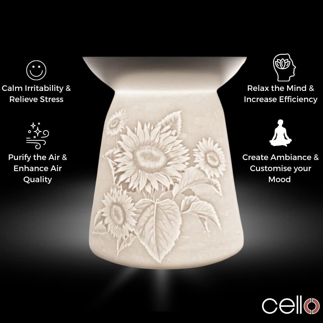 Thumbnail 5 de Cello Tealight Wax Melt & Oil Burner (Summer Time) with porcelain tealight design
