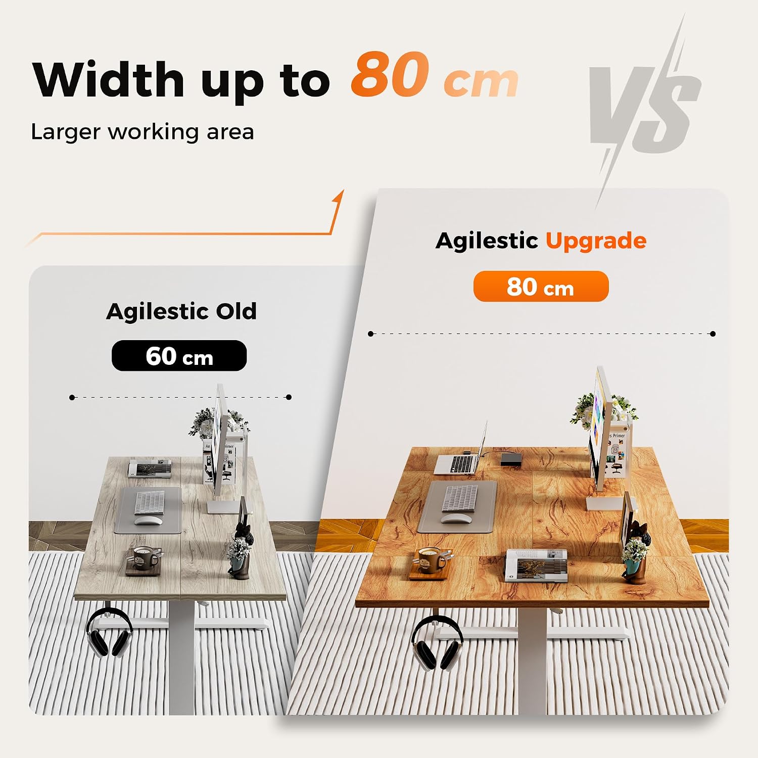 Thumbnail 3 de Agilestic Height Adjustable Electric Desk: 120x80cm Sit-Stand with 2 Memory Heights