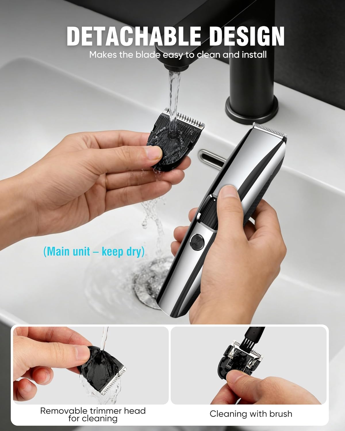 Thumbnail 2 de Electric Beard Trimmer & Hair Clippers for Men with Zoom Wheel (1–10mm) – Cordless USB Rechargeable Grooming Kit