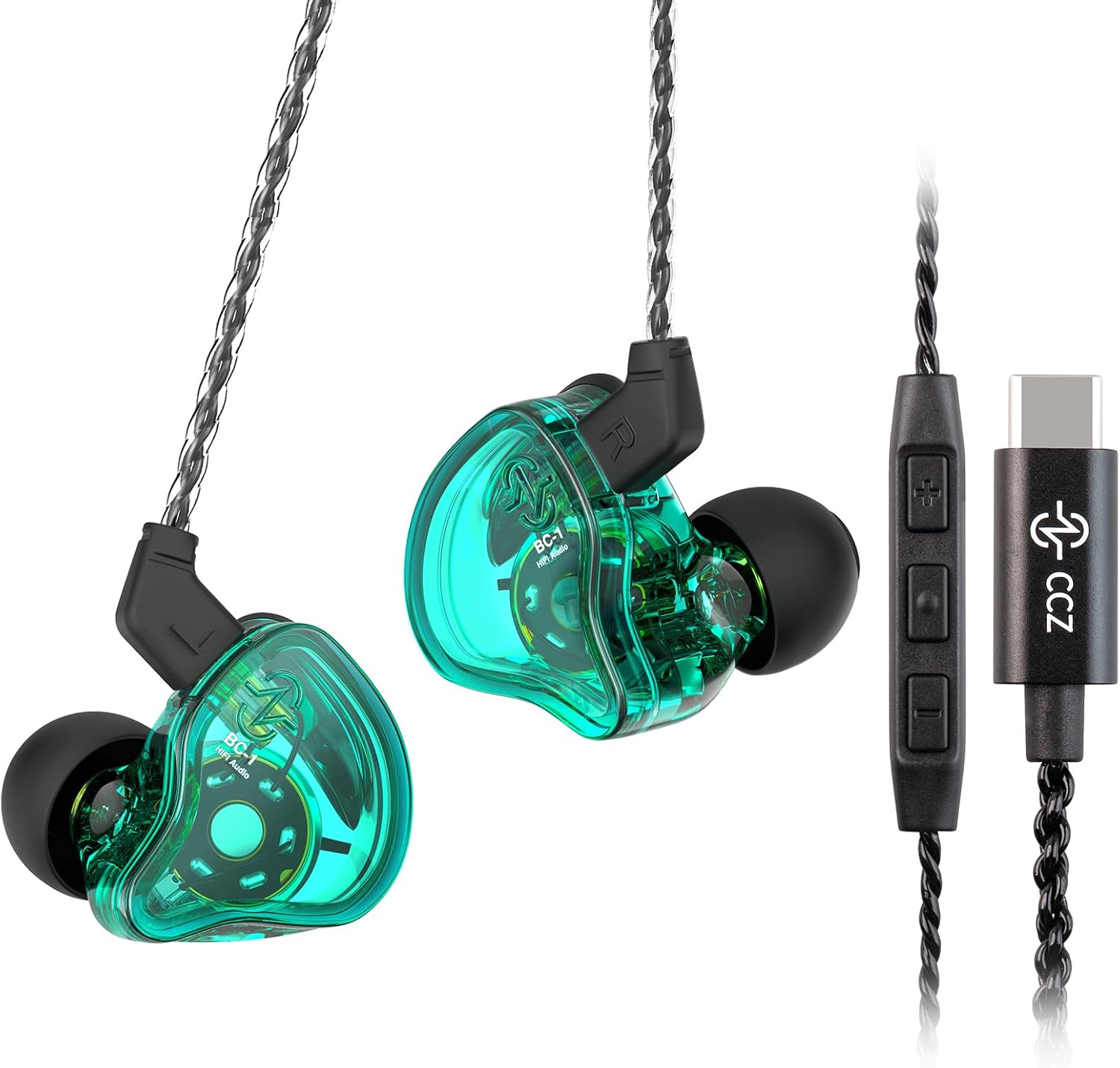 Detalle de Yinyoo CCZ Melody BC01 hybride in-ear hoofdtelefoon met USB-C, 1BA + 1DD en microfoon