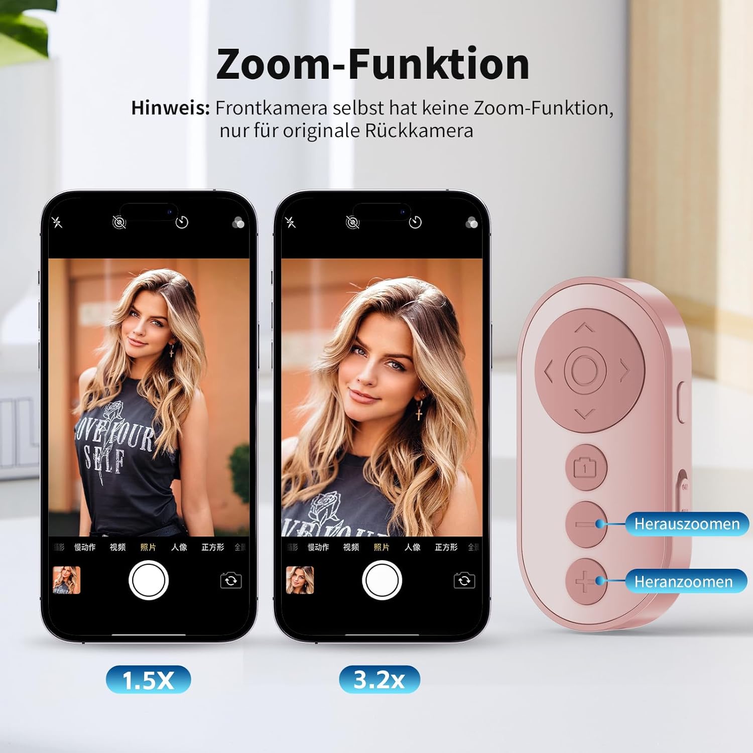 Thumbnail 1 de VYVIYON kabelloser Kamera-Fernauslöser mit Bluetooth, Zoom/Schalter & Seitenwender für iOS/Android