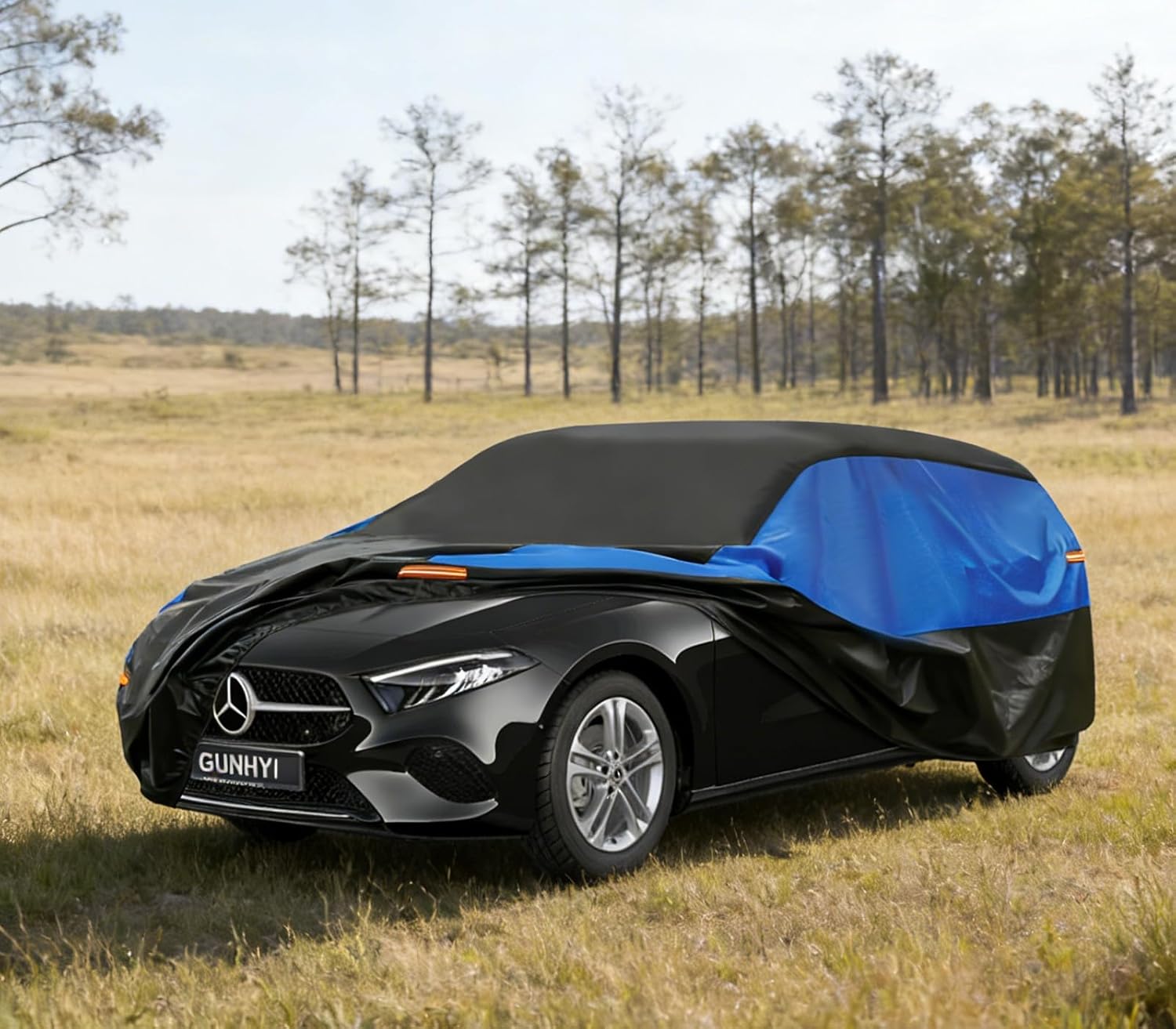 Detalle de Copriauto Gunhyi Impermeabile e Traspirante per Mercedes-Benz Classe A Hatchback – Nero/Blu