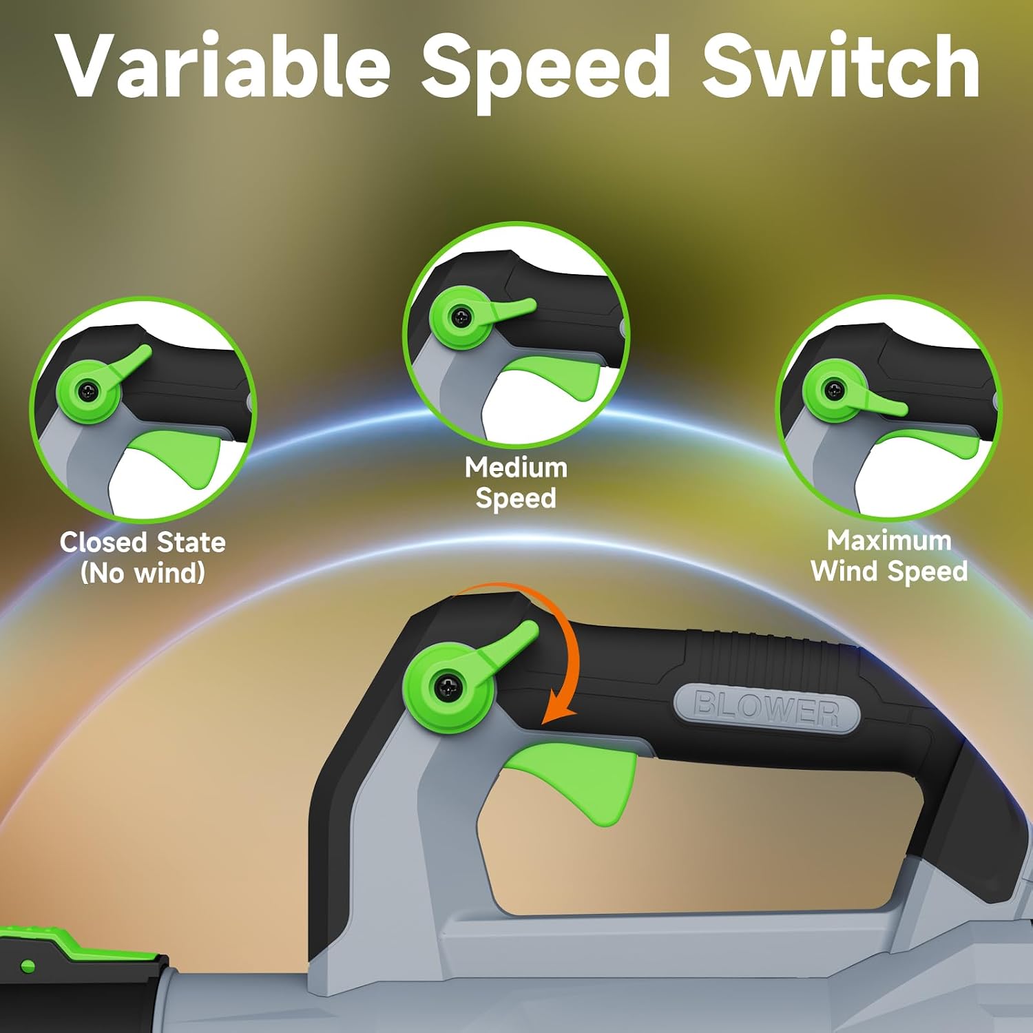 Thumbnail 4 de QIYORL Cordless Leaf Blower, 560 CFM, 160 MPH, Two 5.0Ah Batteries