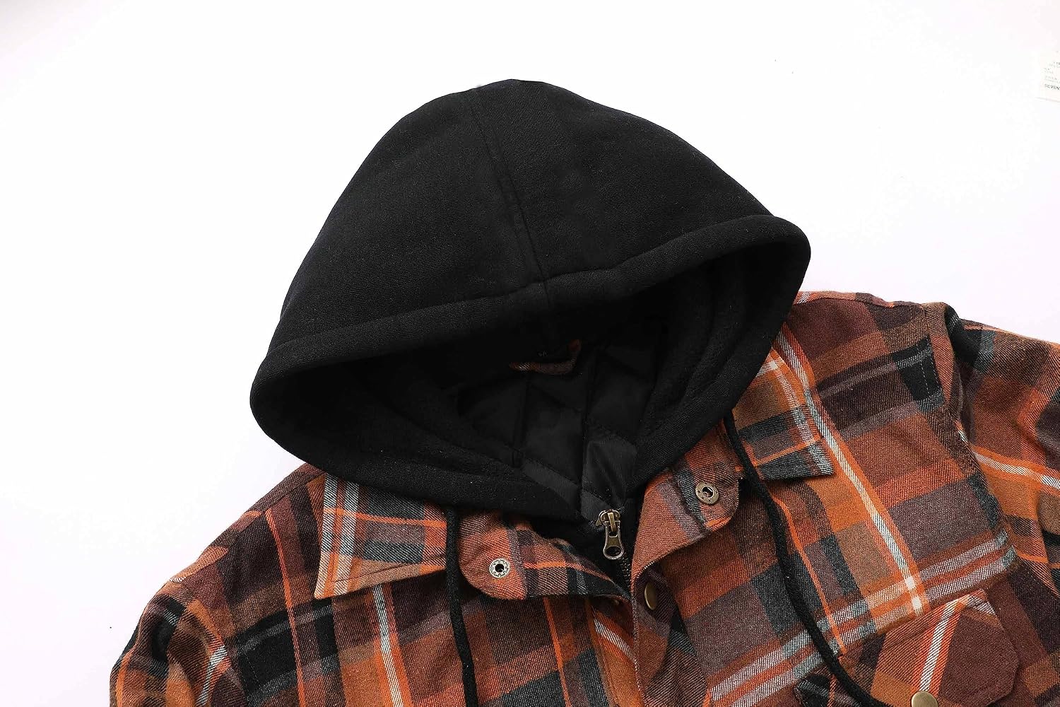 Thumbnail 6 de ZENTHACE Z190628 Men's Quilted Hooded Plaid Jacket with Zip and Snap Closure