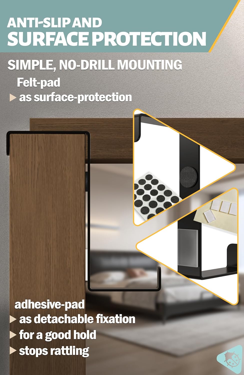 Detalle de Menz Over Door Hanger – Set of 10 (Black)