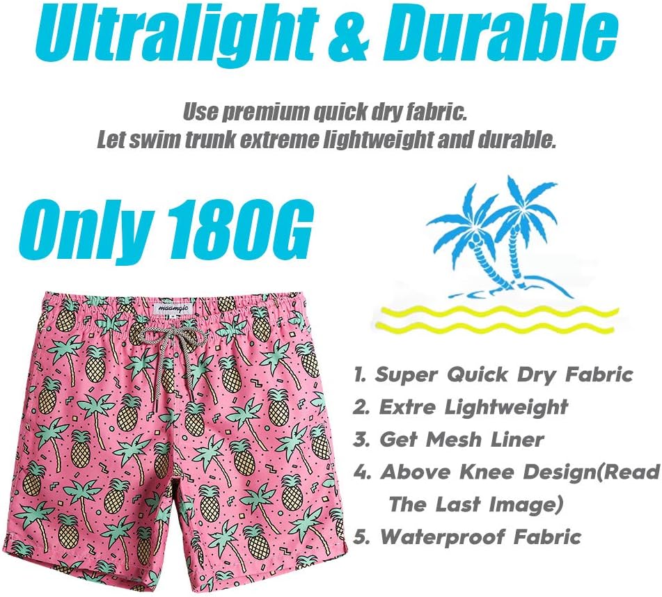 Detalle de MaaMgic Men’s Swimming Shorts Quick Dry Trunks with Mesh Lining