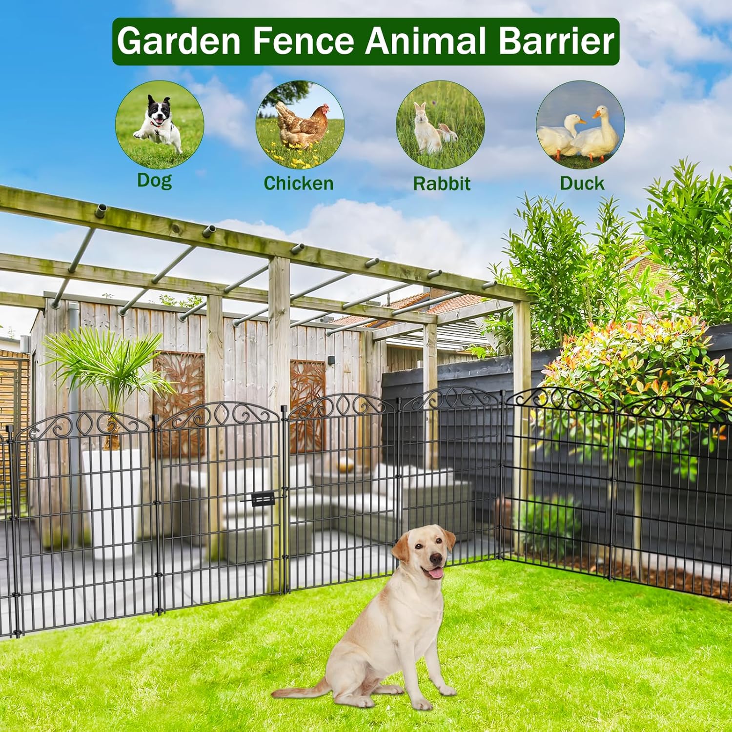 Detalle 2 de 12 Panel Garden Fence with Gate - 91.4 cm H x 7.4 m L