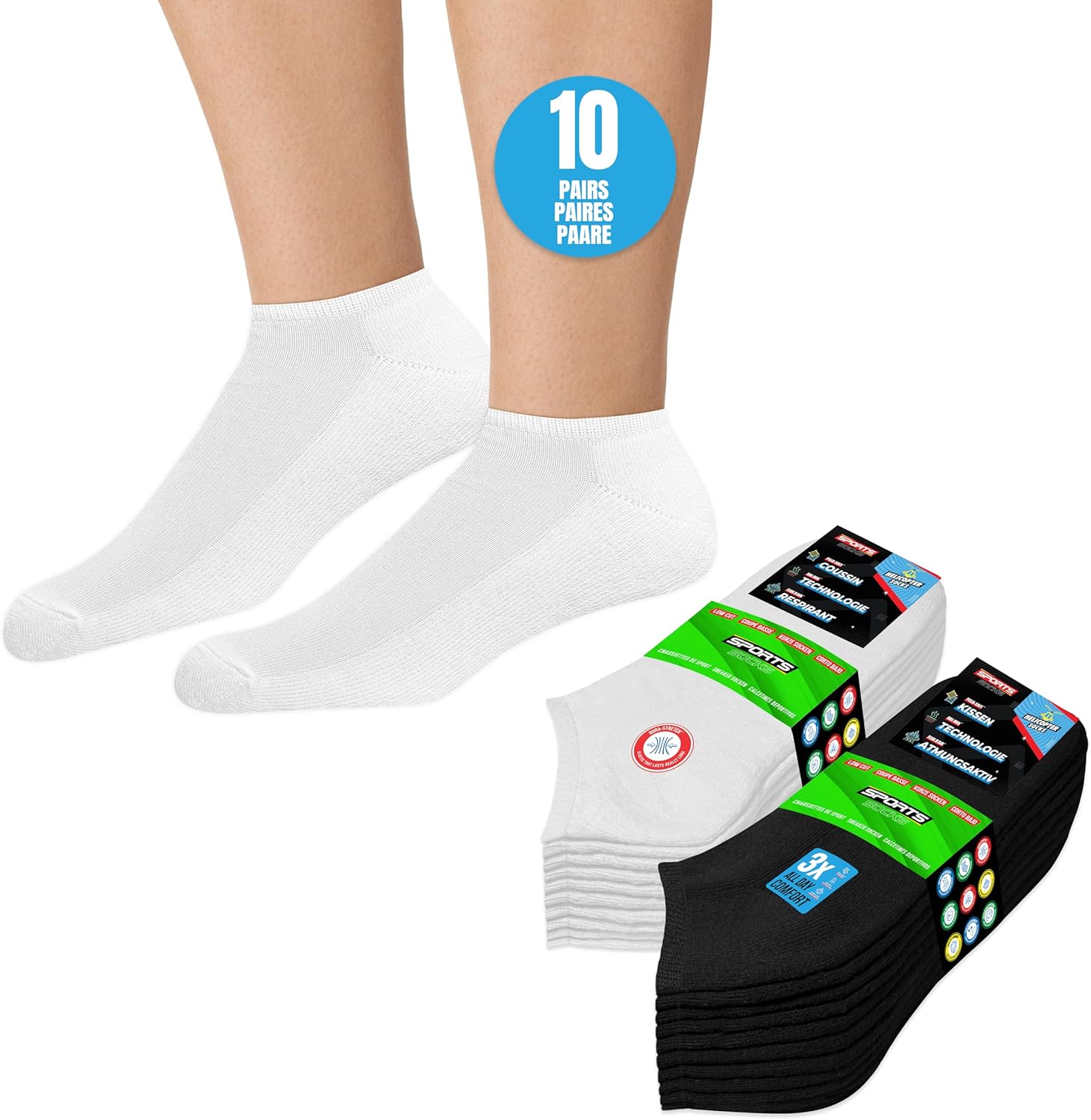 Thumbnail 5 de SOXCO 10 paia di calze corte sportive da uomo e donna con tecnologia traspirante