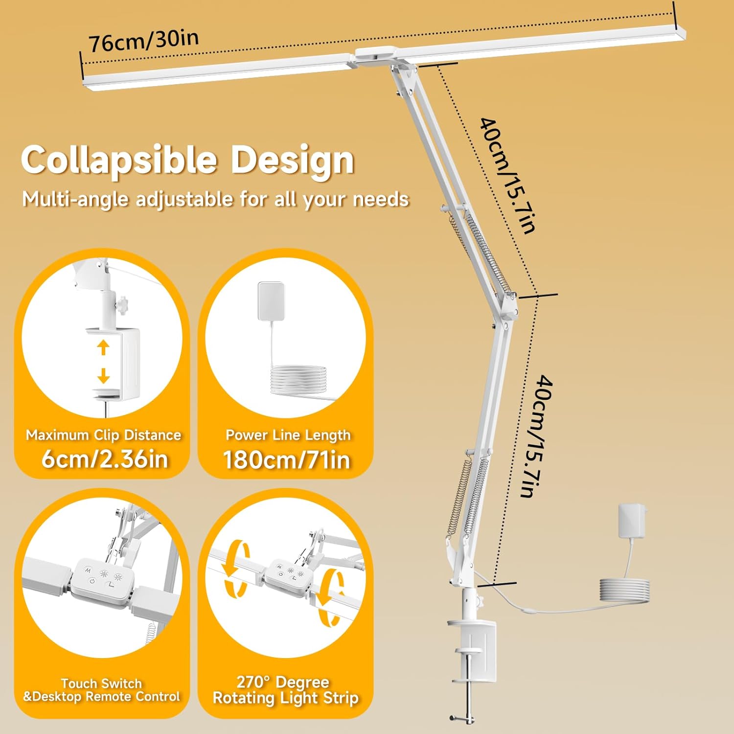 Thumbnail 2 de SKYLEO LED Desk Lamp Double Head with Remote Control (24W, 2400 lm) – White