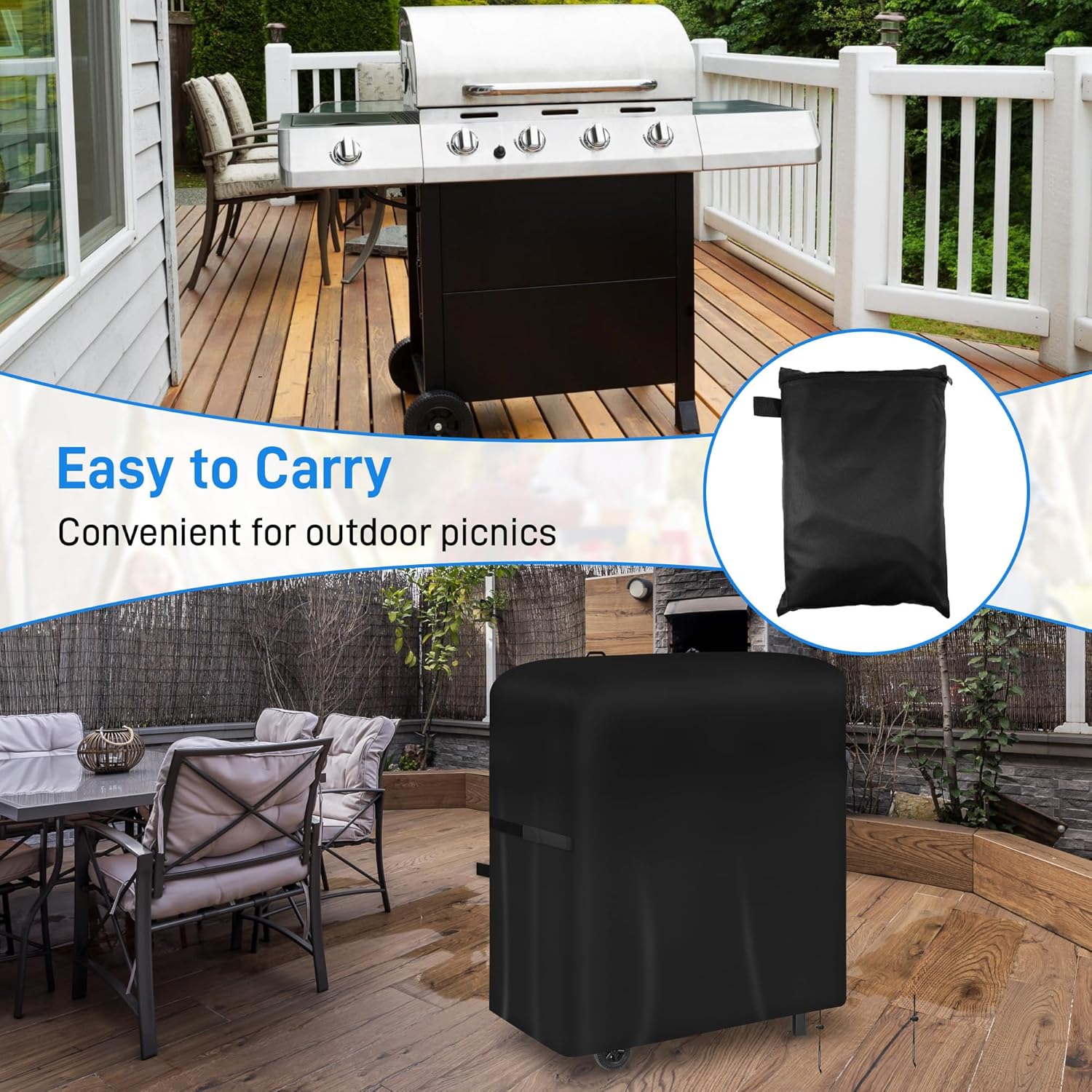 Thumbnail 4 de Yimomoyi Waterproof Barbecue Cover (Oxford 420D) for Large Gas Grills – 77x70x110cm