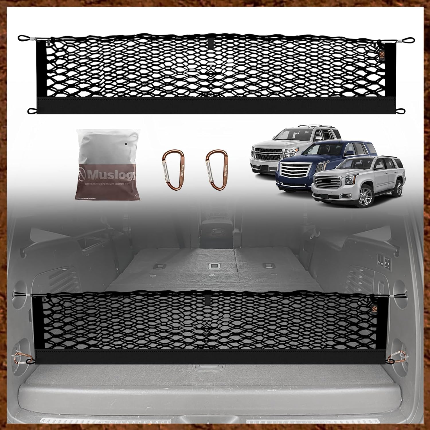 Detalle de Muslogy Truck Bed Cargo Net for 2015–2020 Chevy Tahoe, GMC Yukon, and Cadillac Escalade