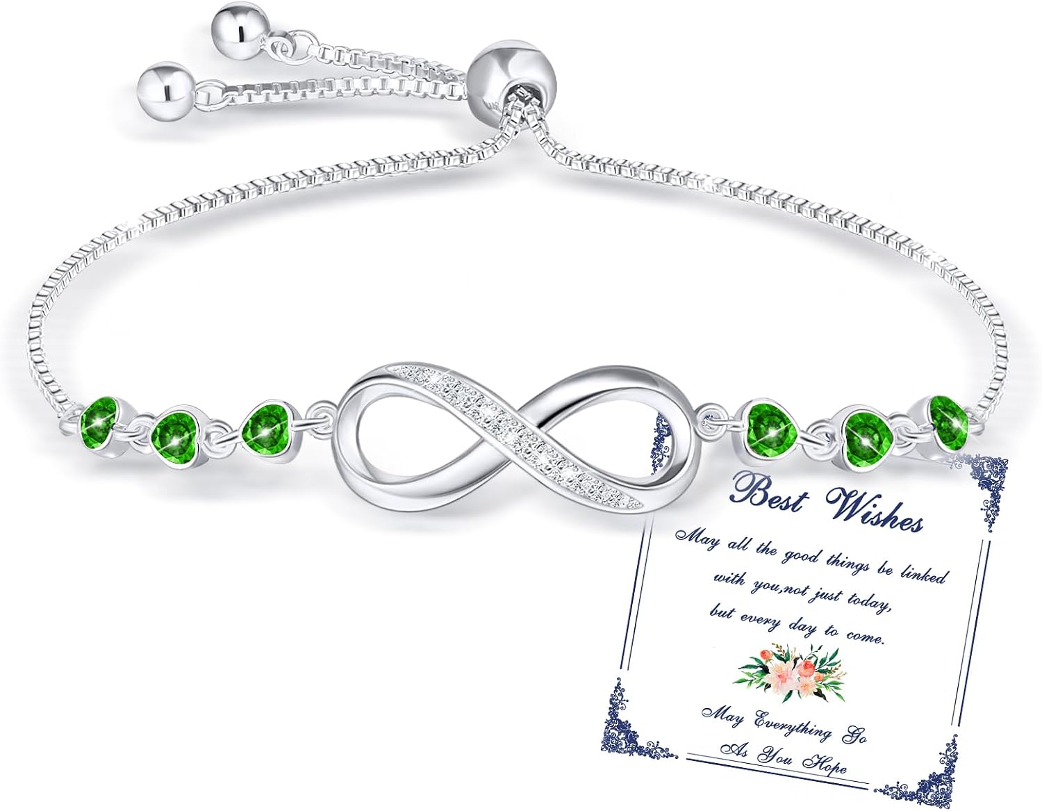 Detalle de Bracciale Donna Argento Infinito con Zirconi e Cuore - Regolabile