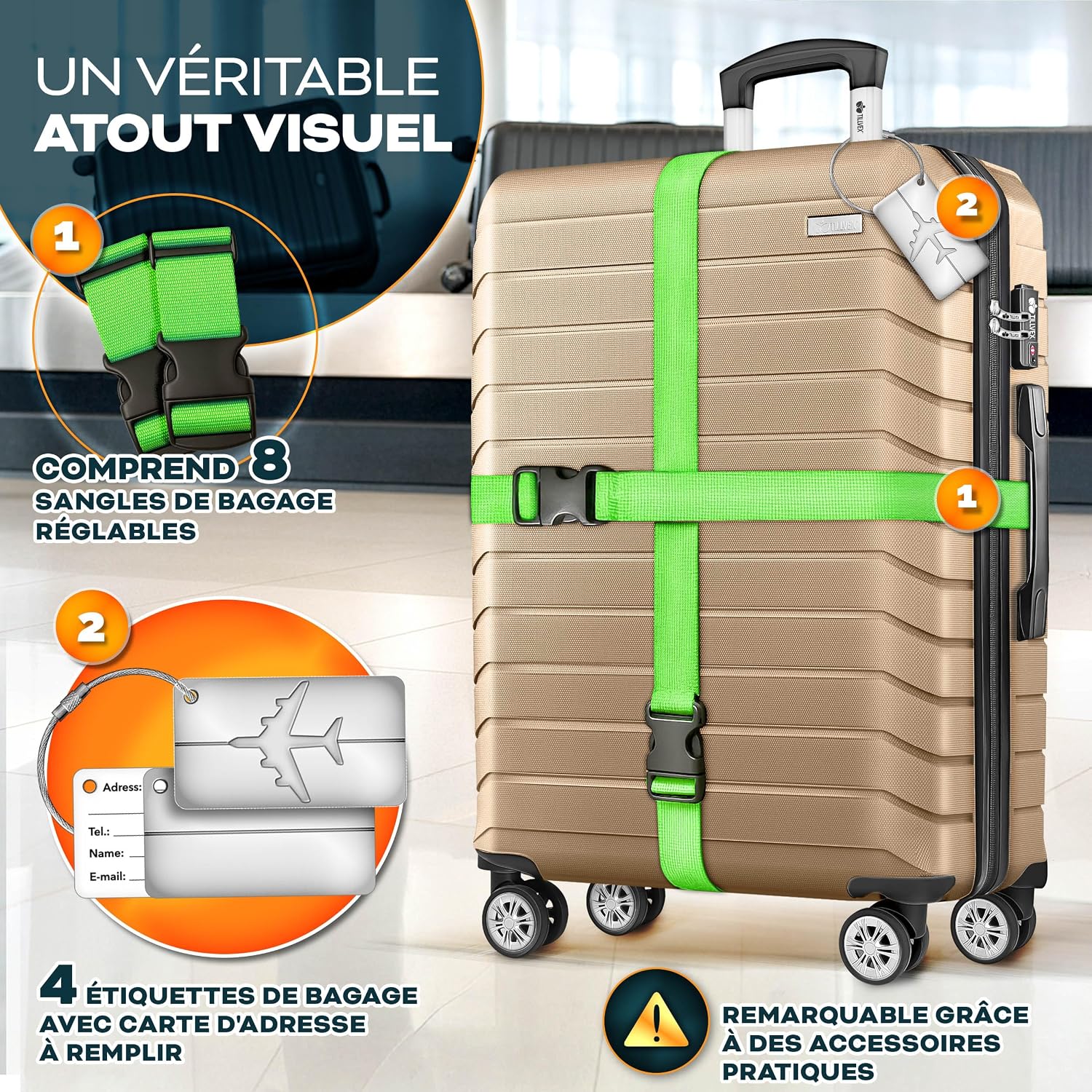 Detalle 2 de tillvex Set de 4 valises rigides 4 tailles