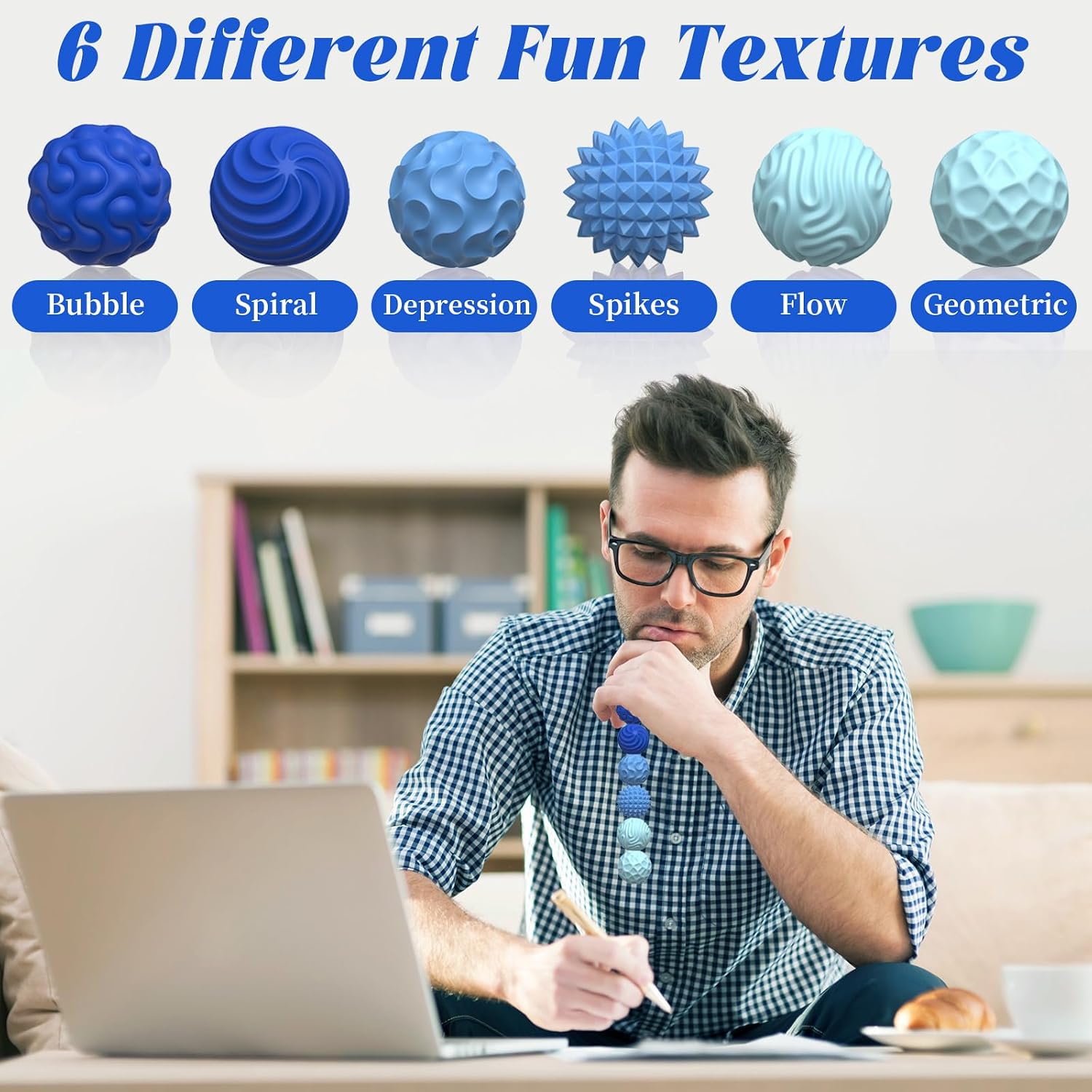 Thumbnail 4 de Silicone Magnetic Balls: 6‑Piece Fidget Set for Quiet Stress Relief and Focus